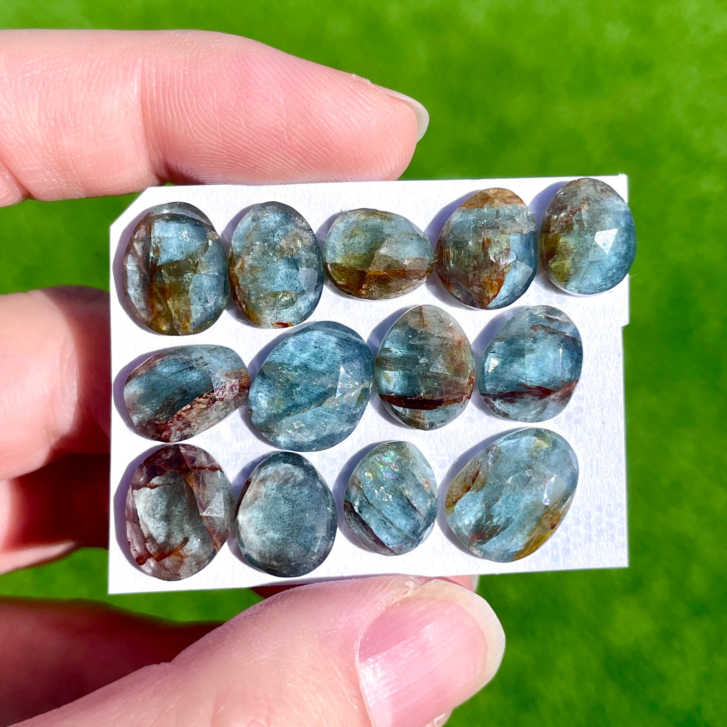 10-13mm Orange/Red Moss Aquamarine Cabochon Rose cut - Choose your Stone (W8)