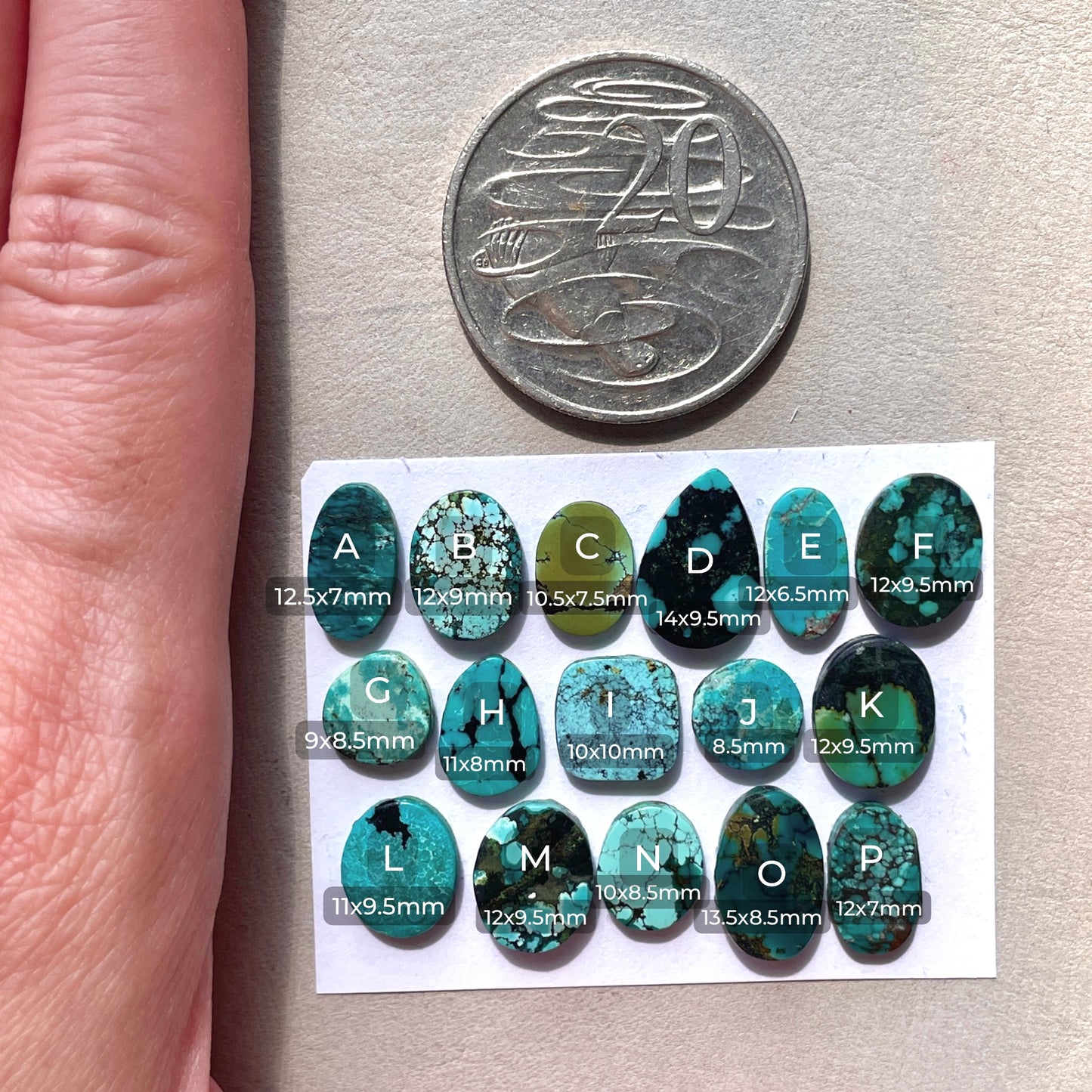 9-14mm Tibetan Turquoise Cabochon Smooth - Choose your Stone (W11)