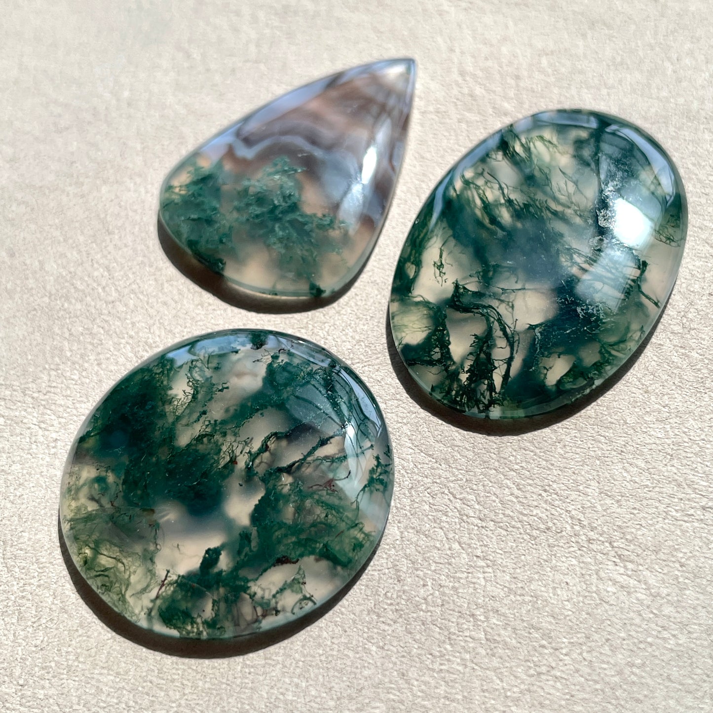 27-34mm Green Moss Agate Cabochon - Choose your Stone (W8)