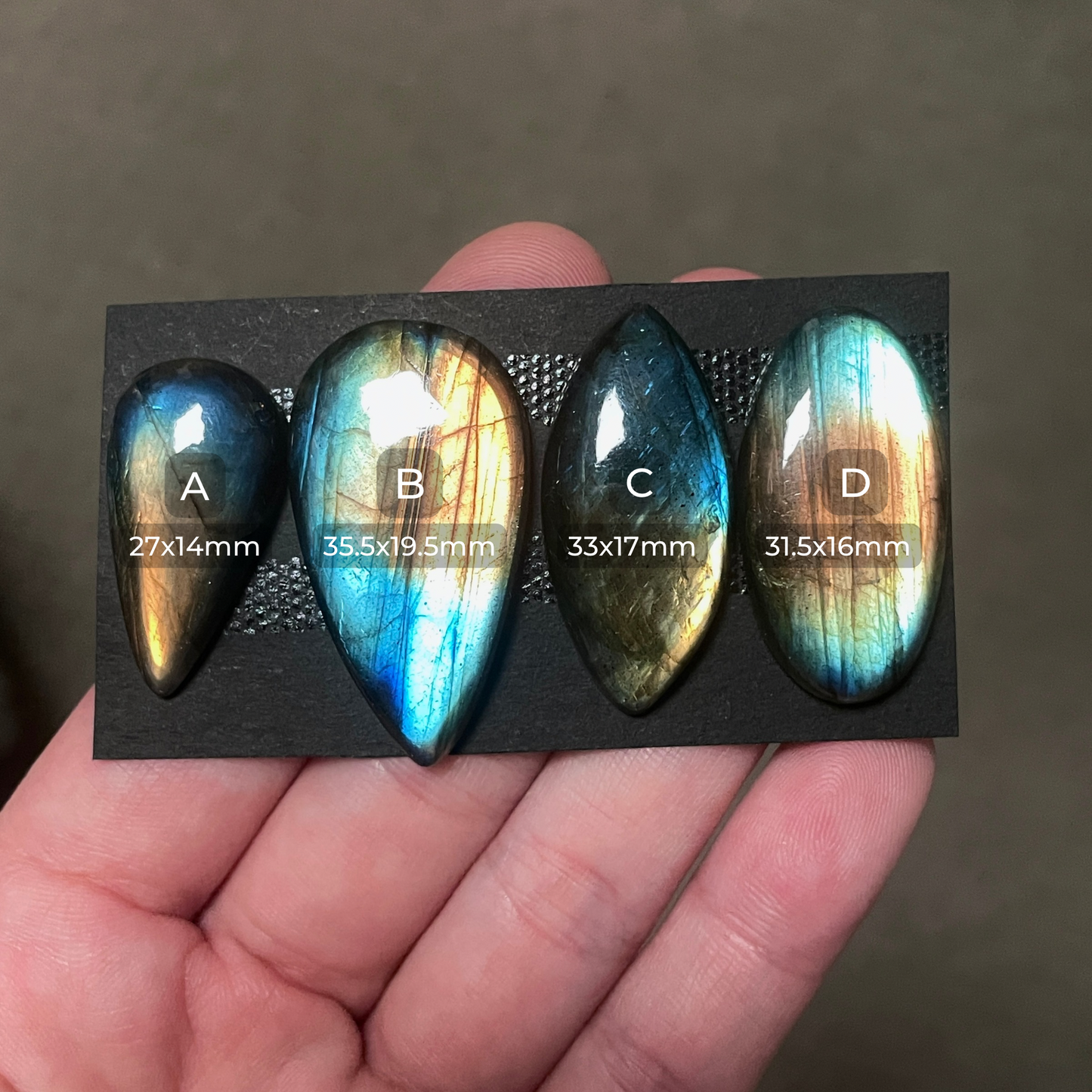 27-36mm Sunset (Blue & Yellow) Labradorite Cabochon Smooth - Choose your Stone (W8)