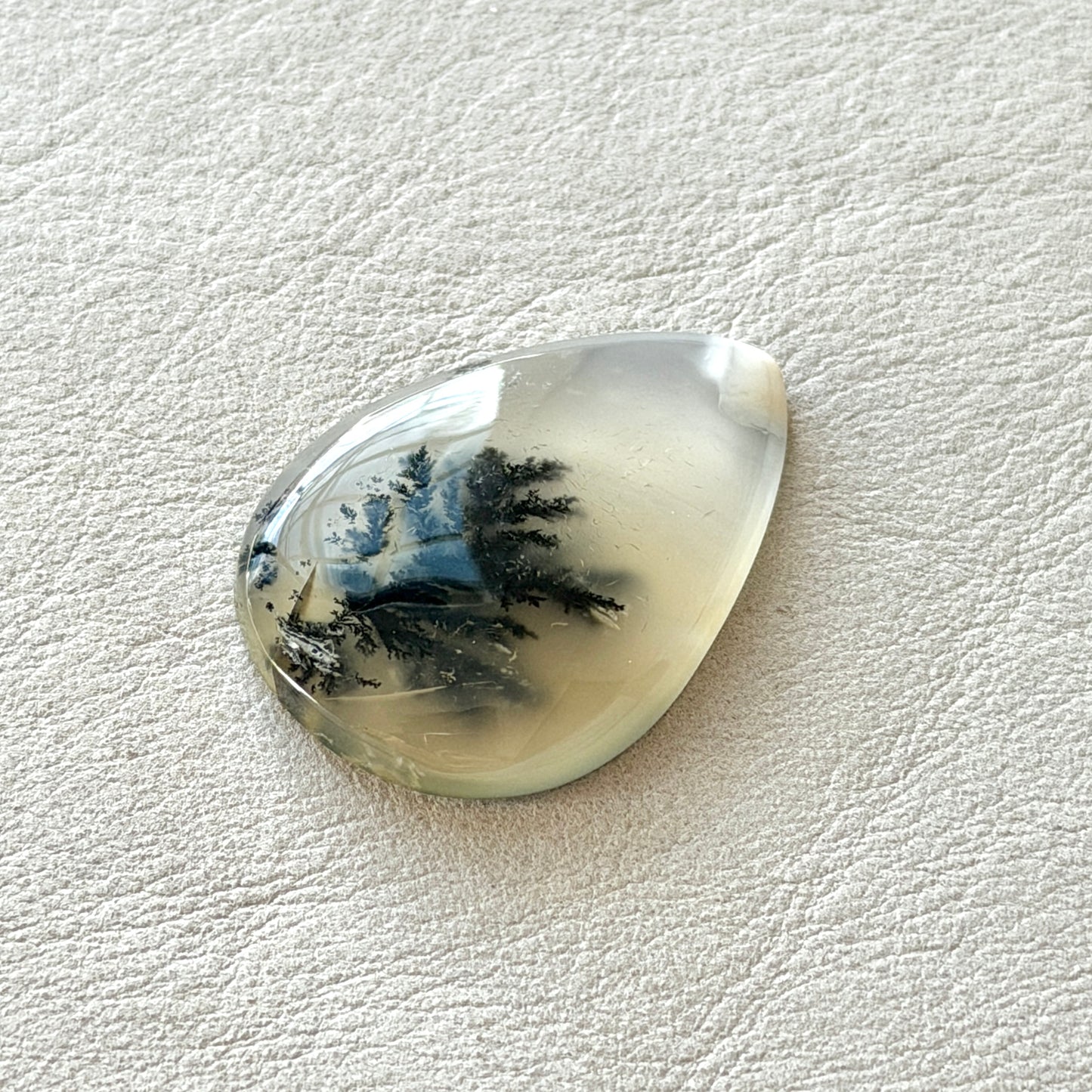 ‘Solitary Pine’ Dendritic Opal Agate Teardrop Cabochon - 29.5mm x 21.5mm (W16)