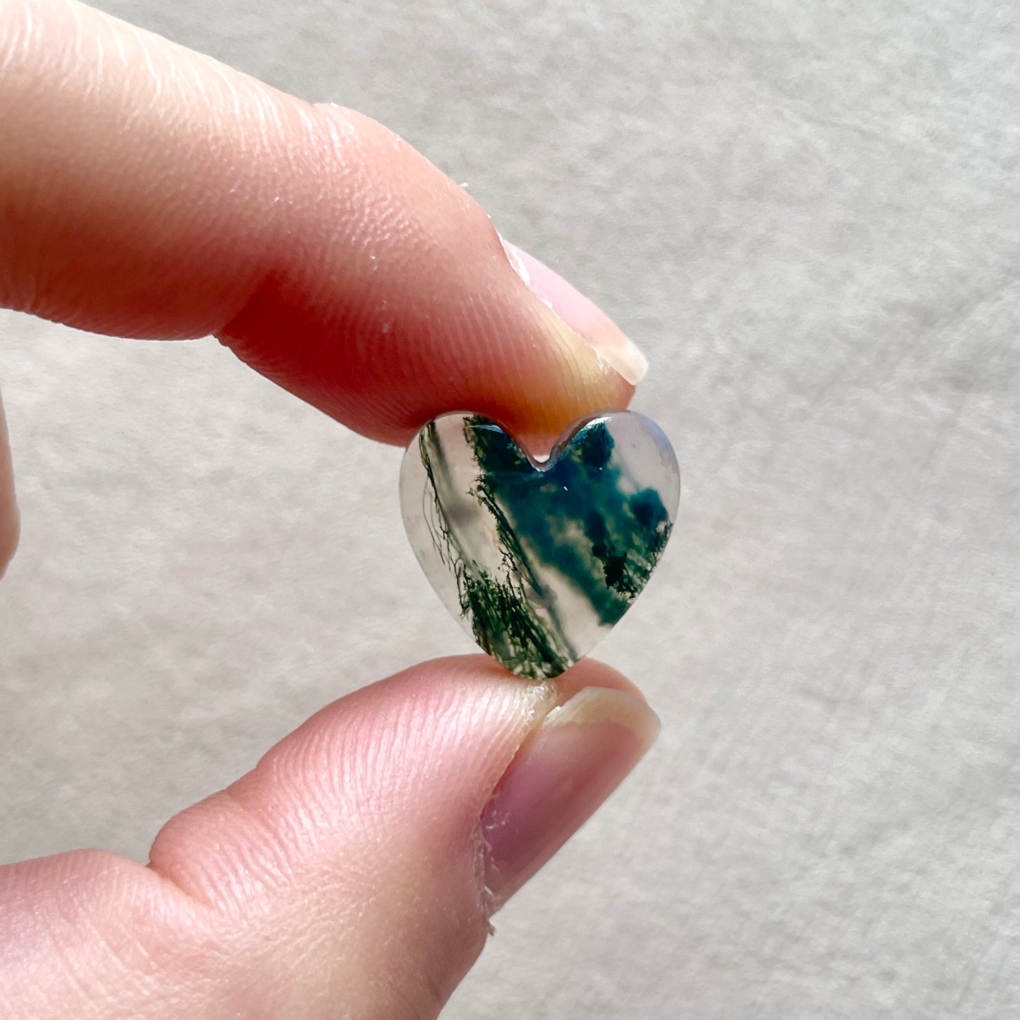 Moss Agate mini Heart Cabochon - 15x15mm (W4)