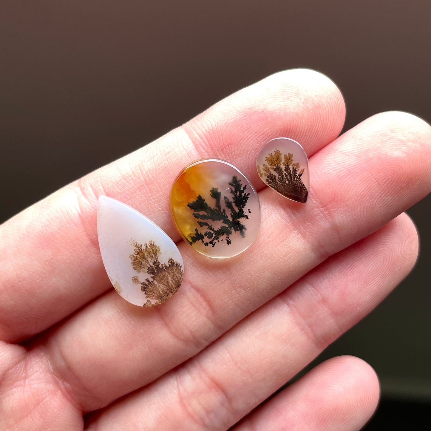 9-19mm Scenic Dendritic Agate Cabochon Smooth - Choose your Stone (G)