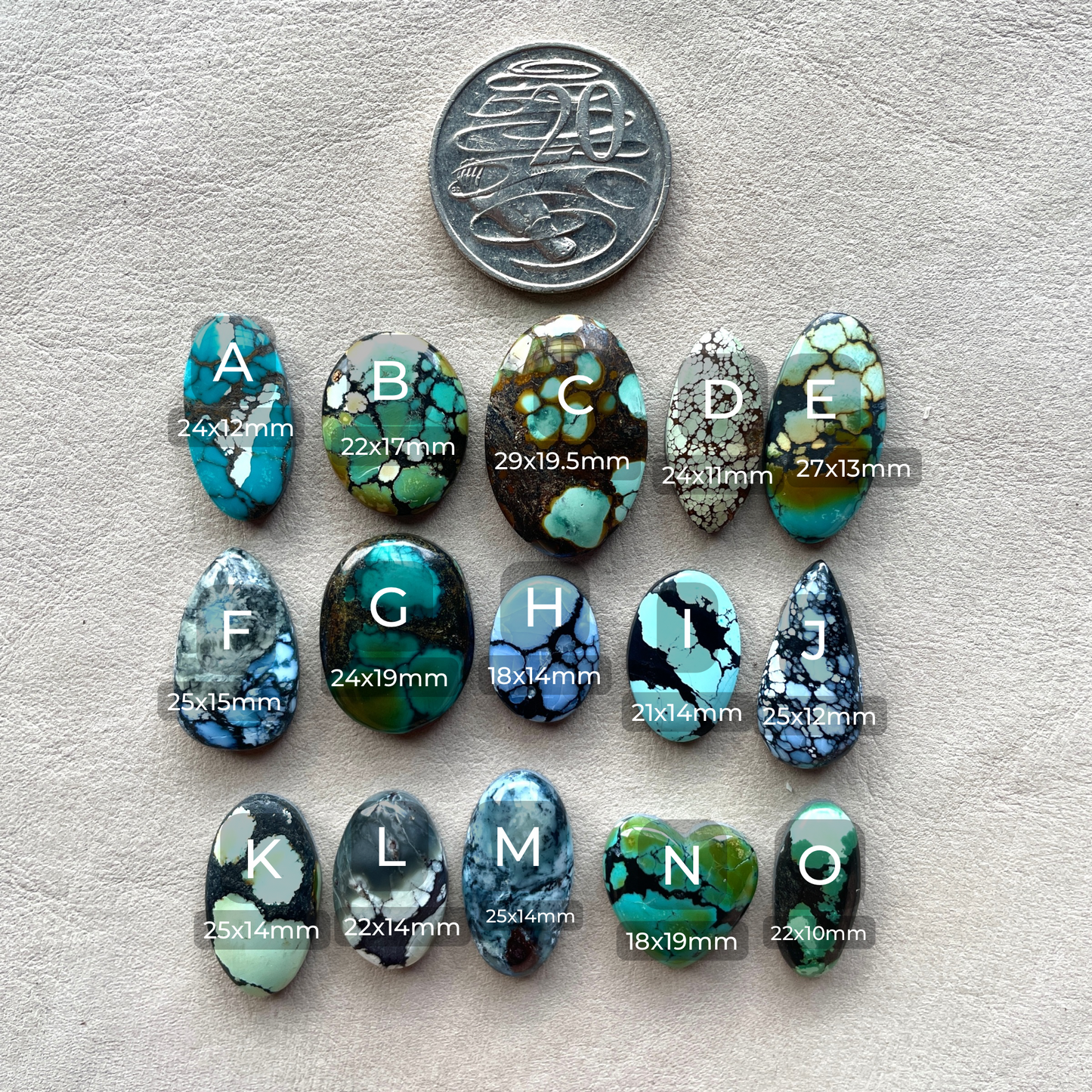 18-29mm Hubei Turquoise Cabochon Smooth (Backed) - Choose your Stone (D-W6)