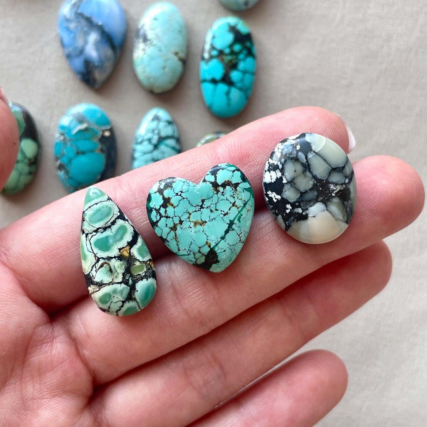 18-26mm Hubei Turquoise Cabochon Smooth (Backed) - Choose your Stone (K-W6)