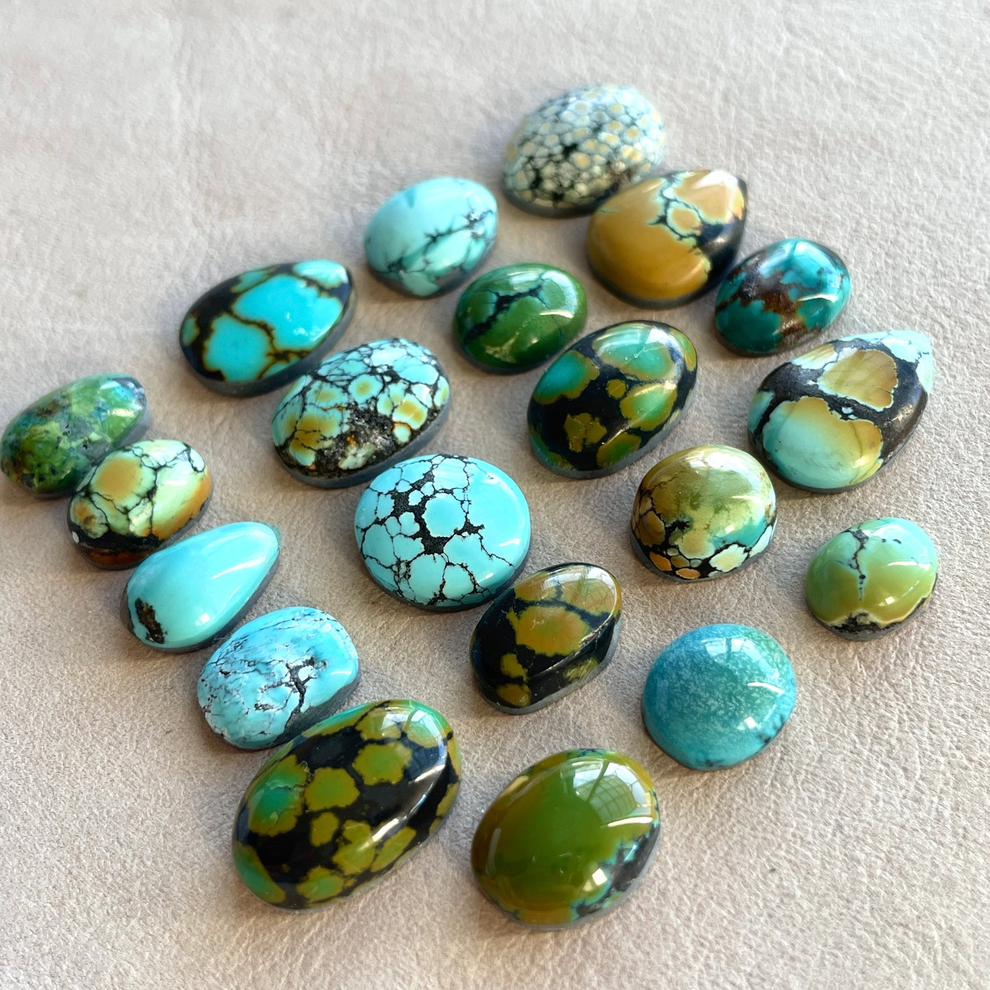 10-18mm Hubei Turquoise Cabochon Smooth (Backed) - Choose your Stone (W6)