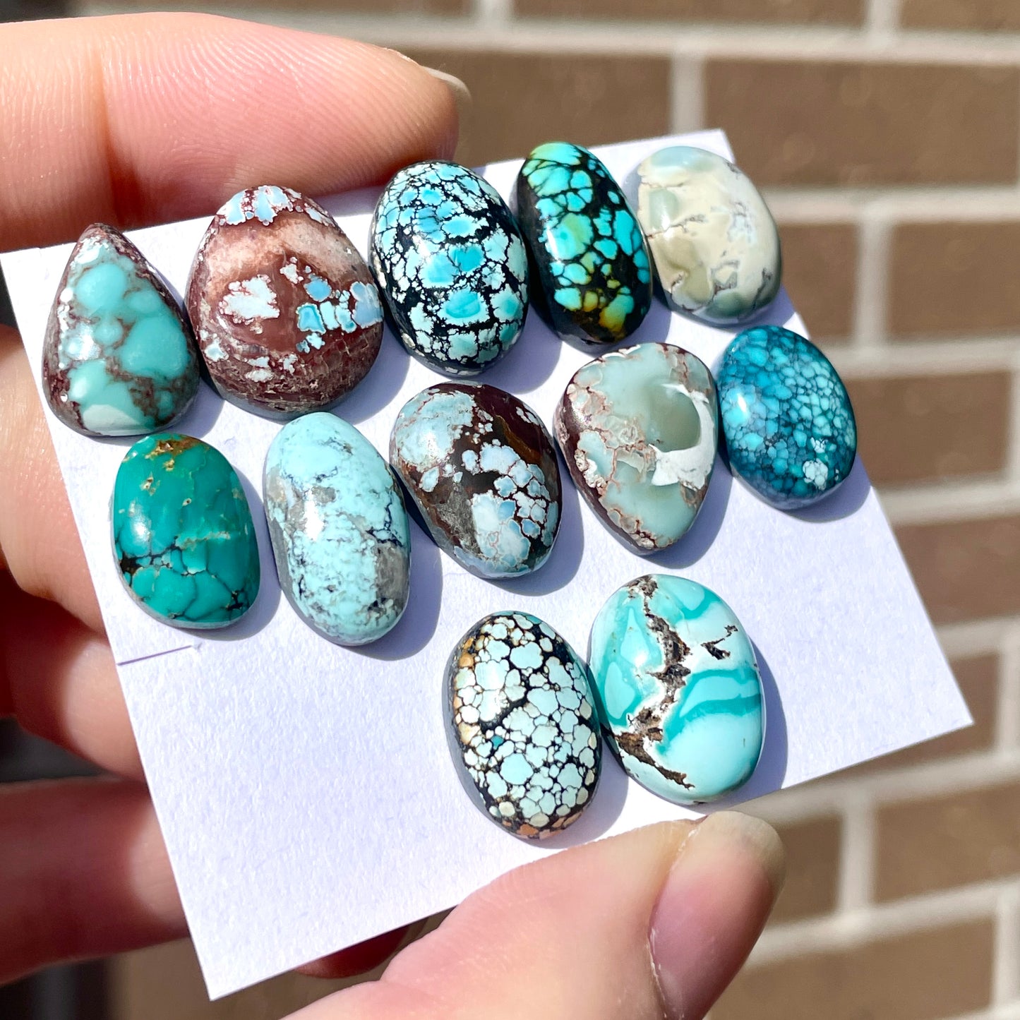 12-16mm Hubei Turquoise Cabochon Smooth (Backed) - Choose your Stone (B-W5)