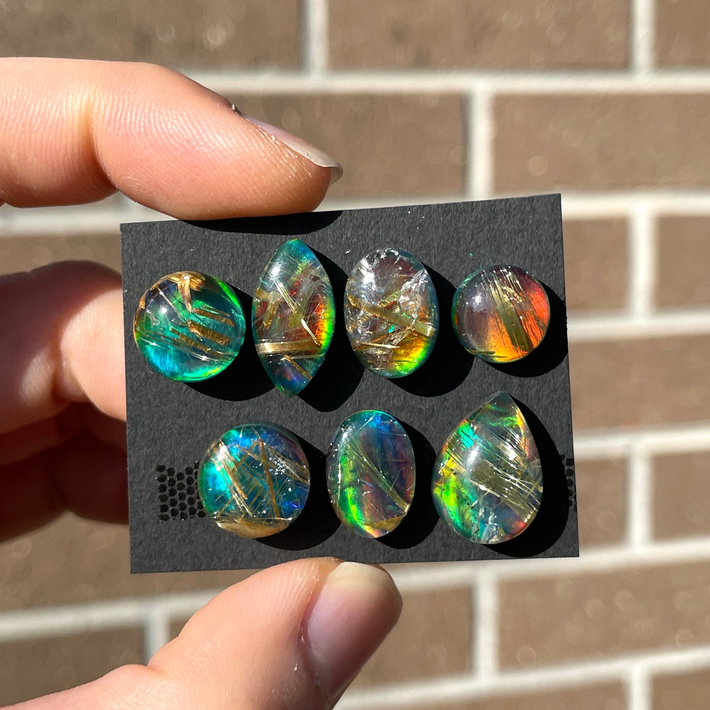 Aurora Opal & Golden Rutilated Quartz Doublet Cabochon - Choose your Stone (W1)