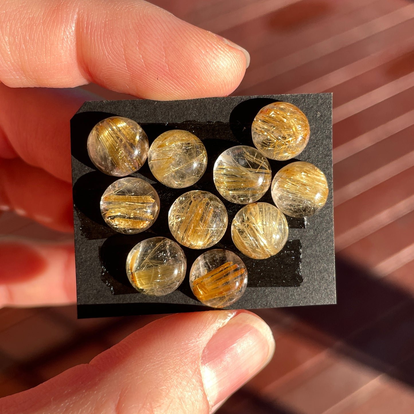 9mm Gold Rutilated/Rutile Quartz Round Cabochon Smooth - Choose your Stone (W10)