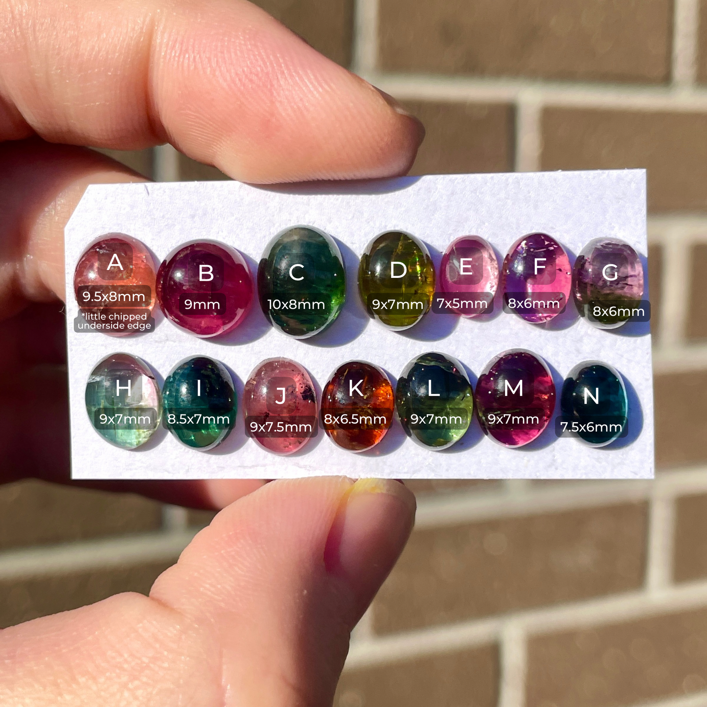 7-10mm Multi Tourmaline Cabochon Smooth - Choose your Stone (W5)
