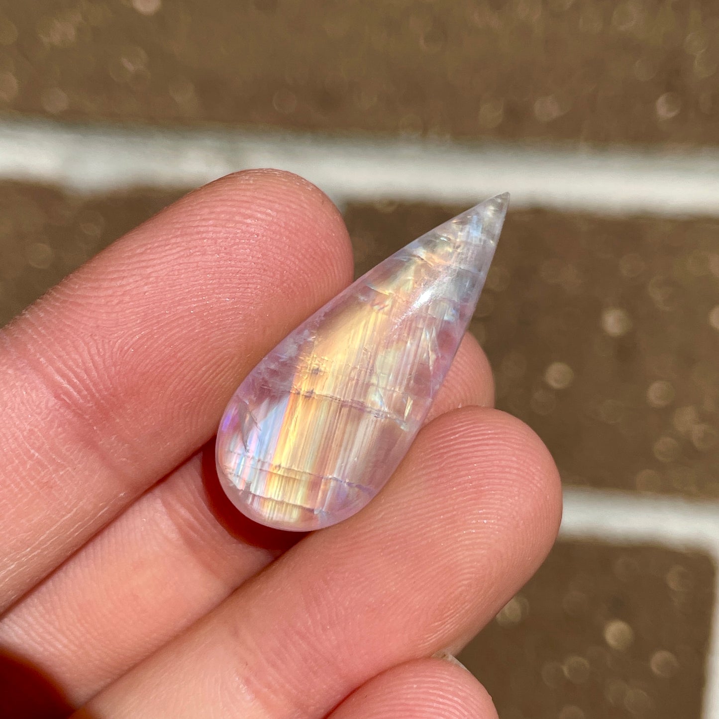 Rainbow Moonstone Teardrop Cabochon (B)