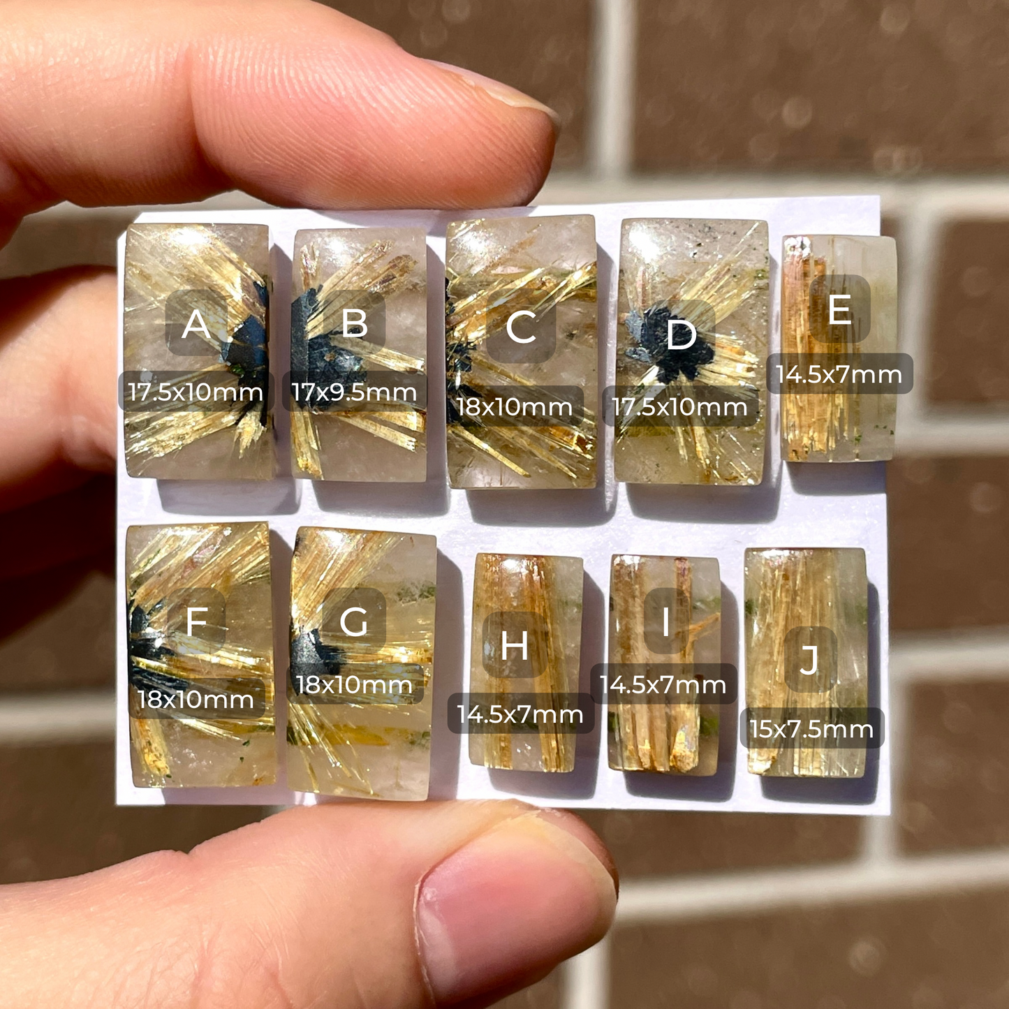'Starburst' Golden Rutilated/Rutile Quartz Rectangle Cabochon Smooth - Choose your Stone (W4)
