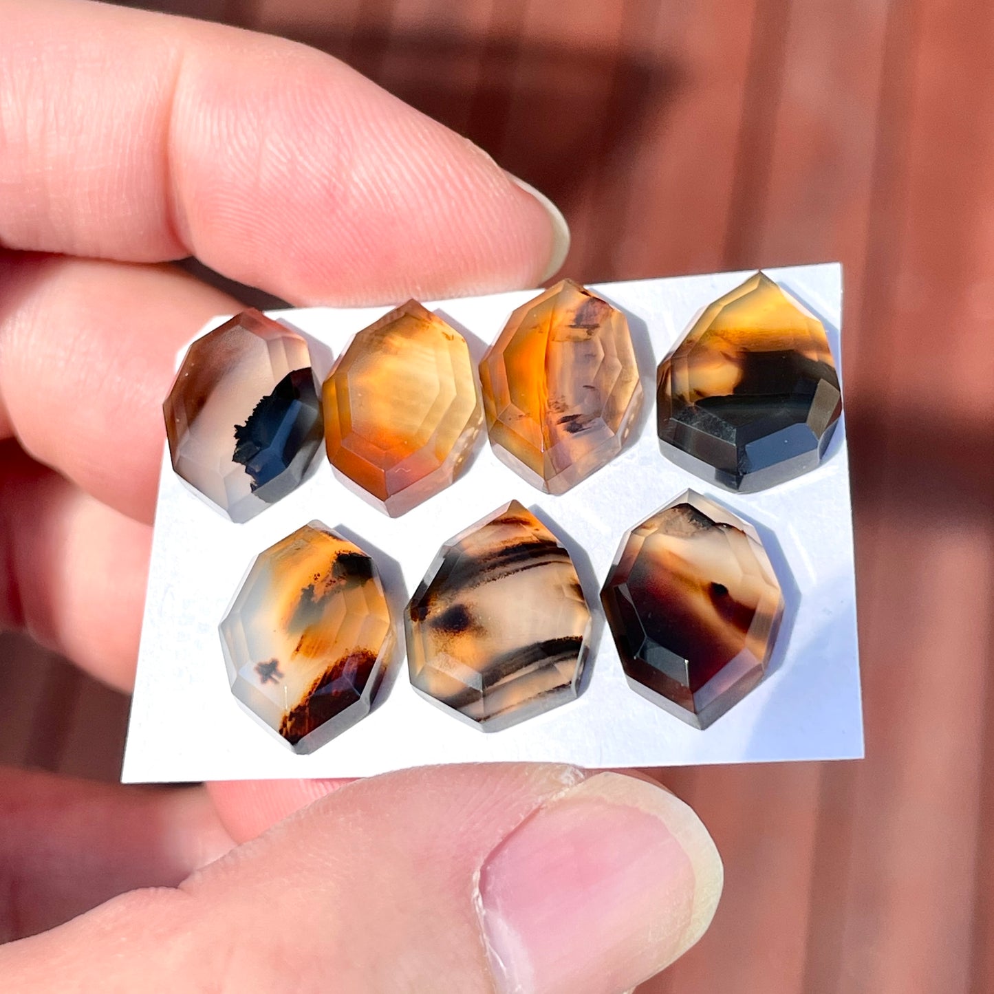 14mm Montana Agate Cabochon Step Cut - Choose your Stone (W8)