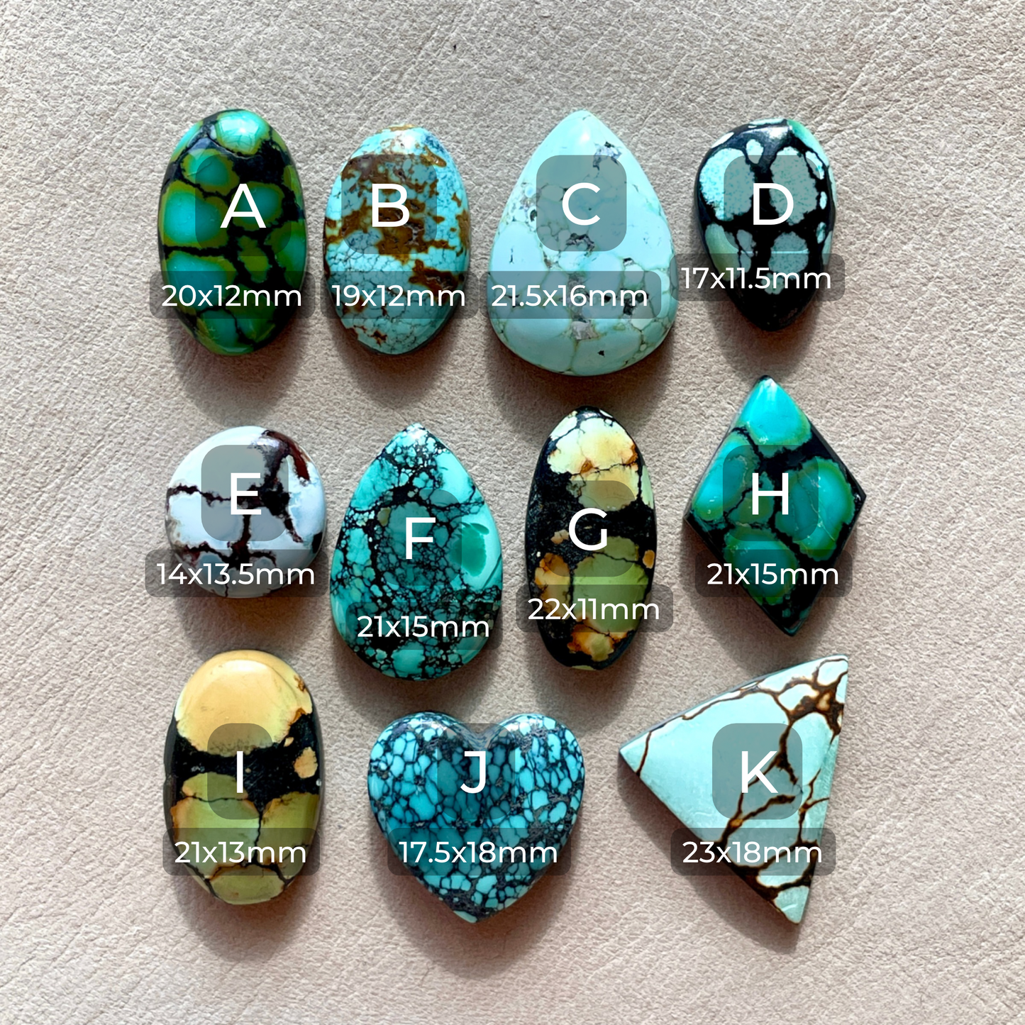 Hubei Turquoise Cabochon Smooth (Backed) - Choose your Stone (A-W2)