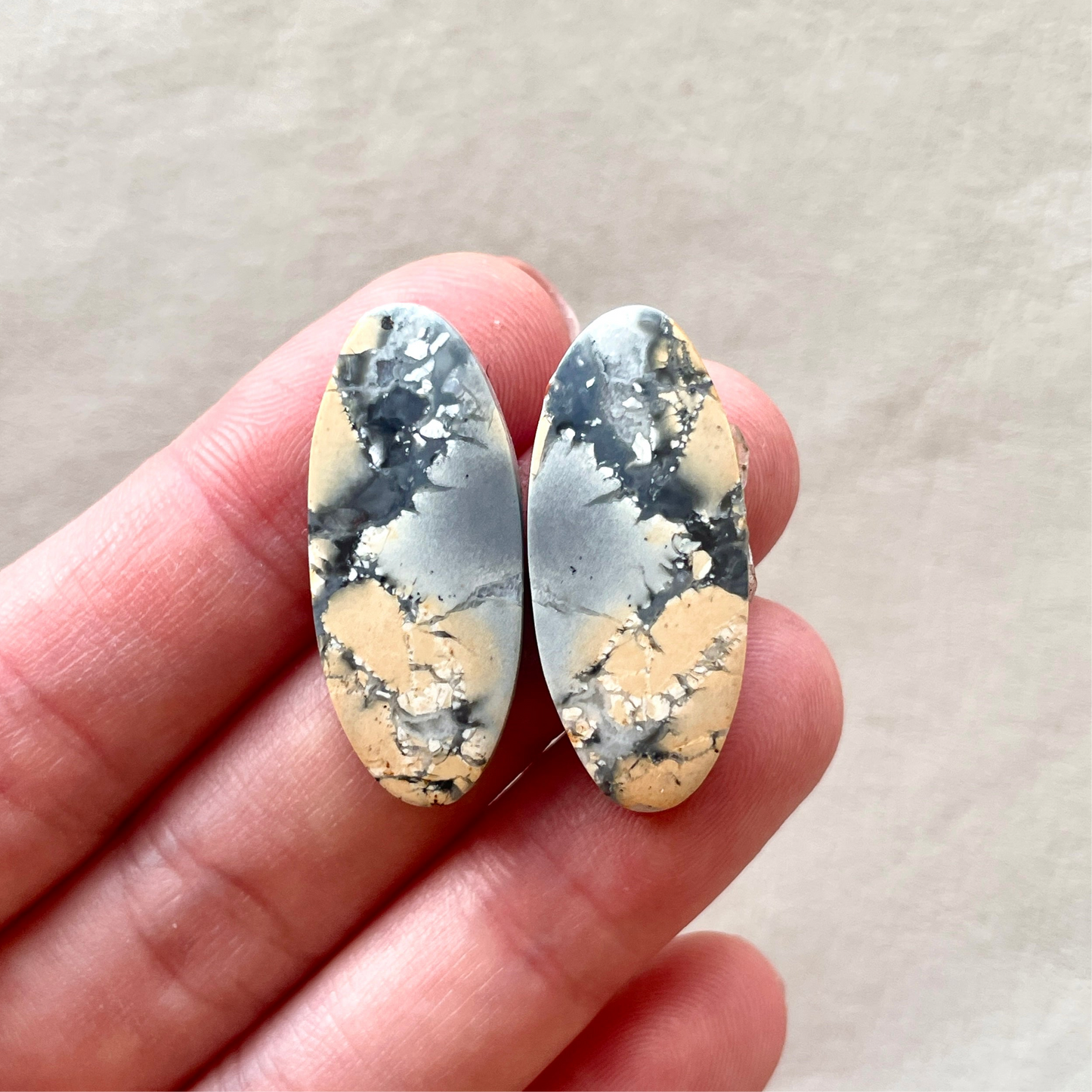 Maligano Jasper Cabochon Pair - Oval 30mm x 13mm (W7)