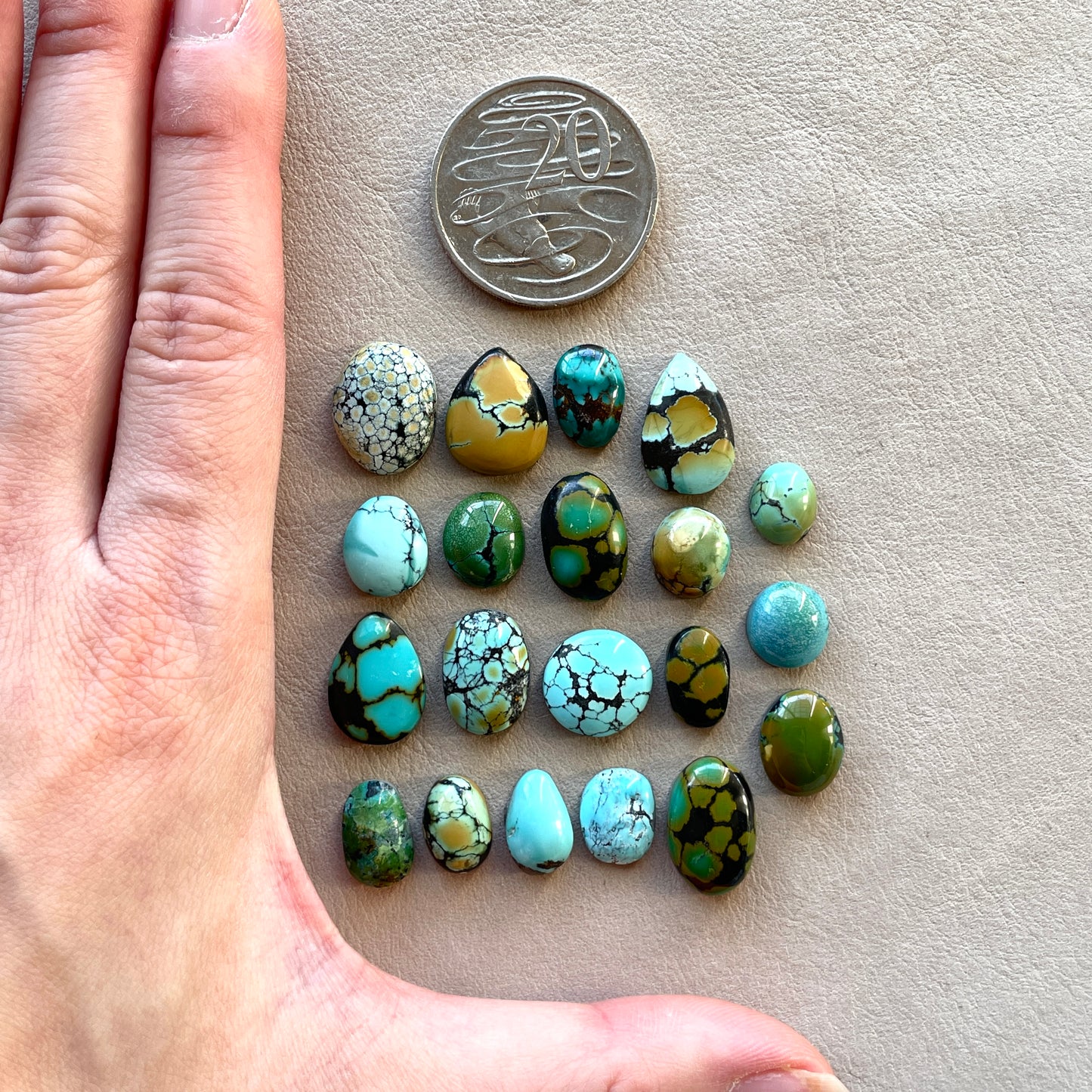 10-18mm Hubei Turquoise Cabochon Smooth (Backed) - Choose your Stone (W6)