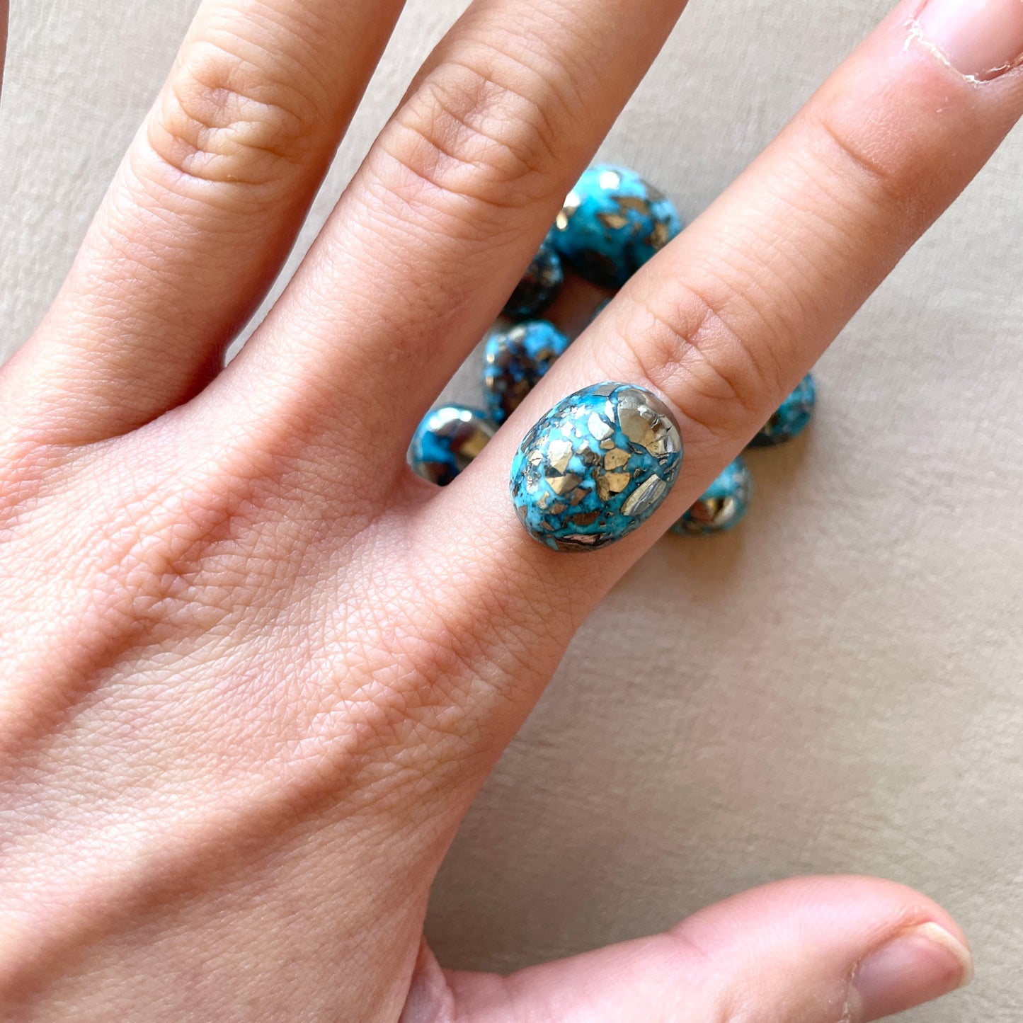 Morenci Turquoise with Pyrite Cabochon Smooth - Choose your Stone (W1)