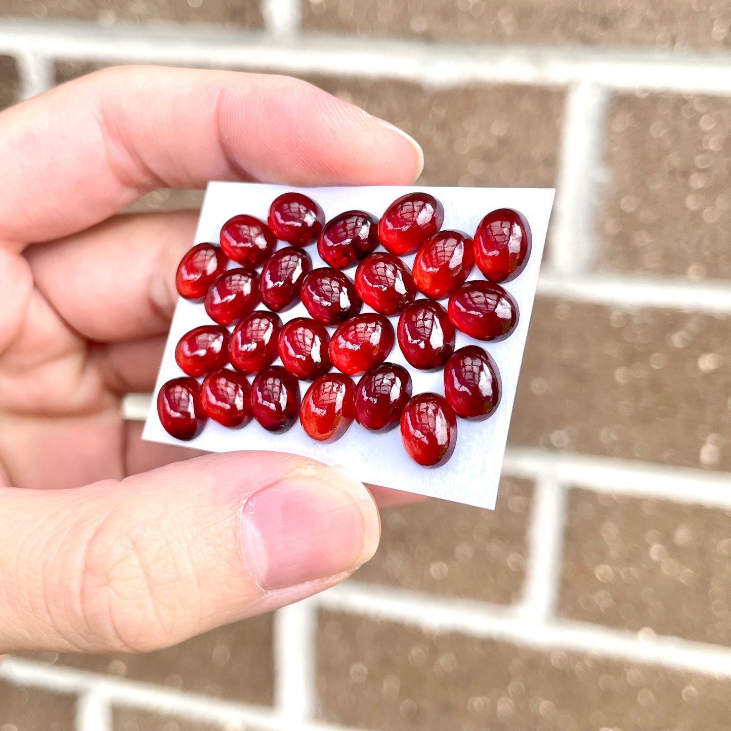 8x6mm Hessonite Garnet Oval Cabochon Smooth - Set of 3 (E12)