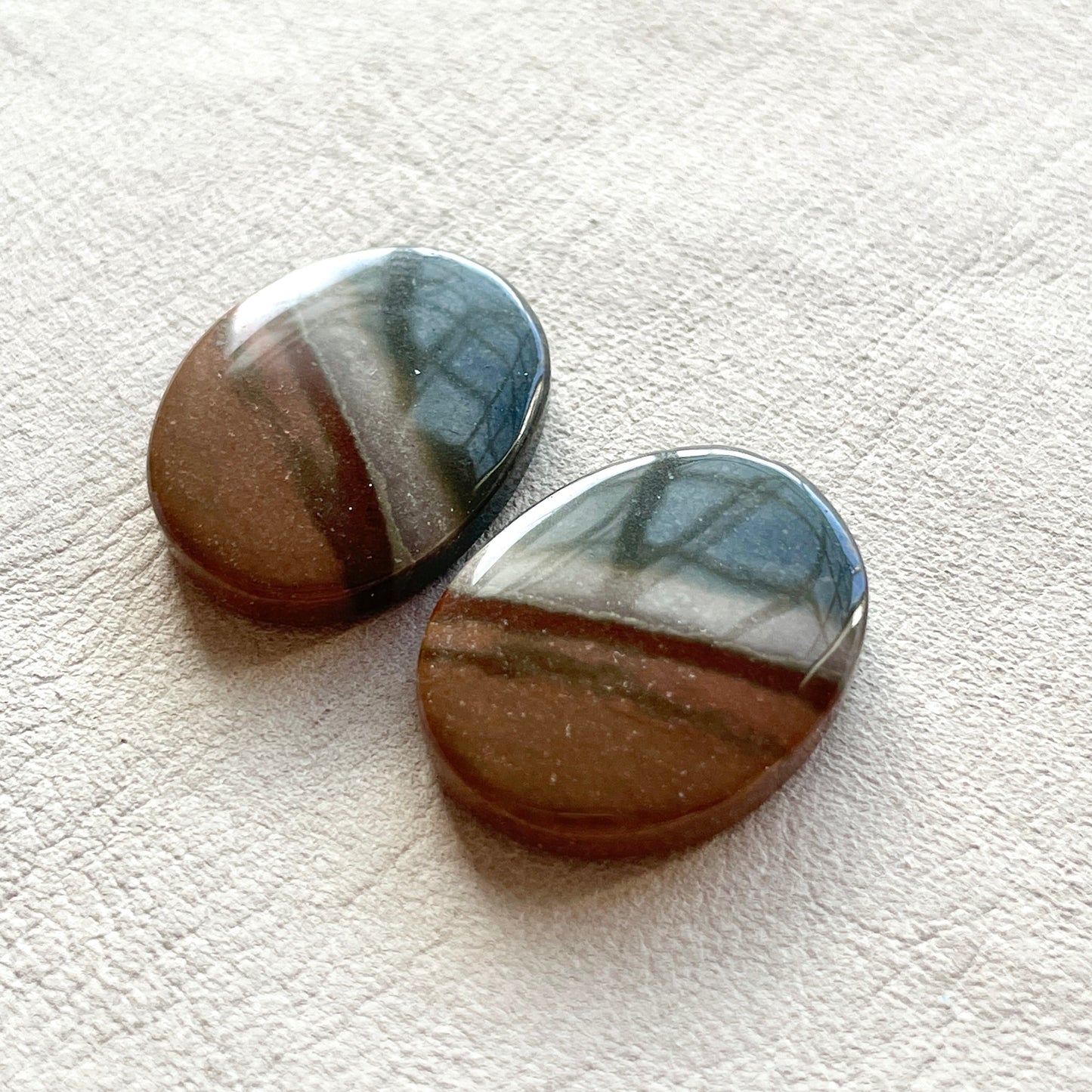 Polychrome Jasper Cabochon Pair (W7)