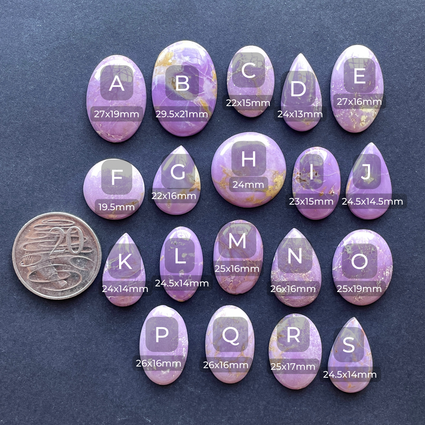 19-30mm Phosphosiderite Cabochon Smooth - Choose your Stone (W6)