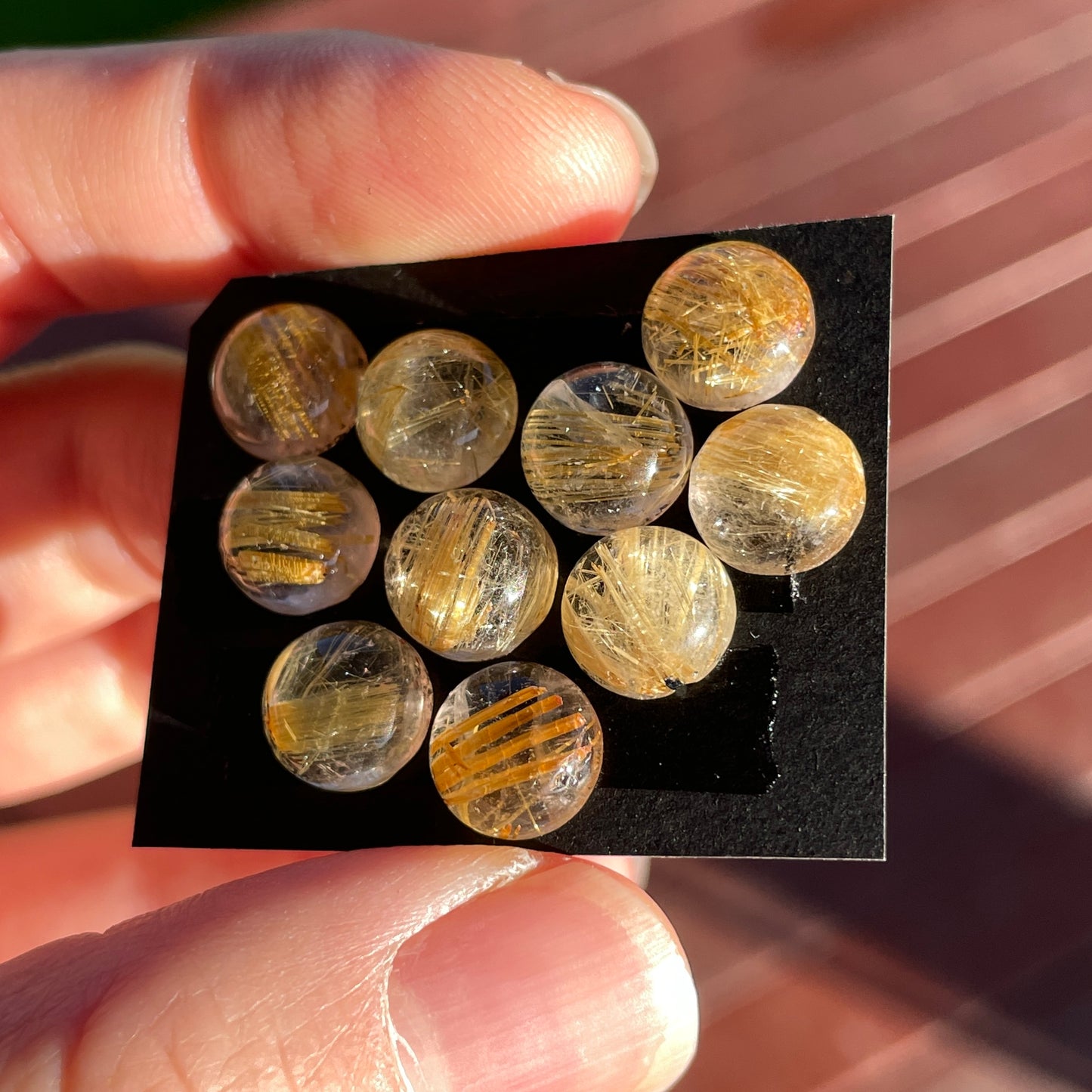 9mm Gold Rutilated/Rutile Quartz Round Cabochon Smooth - Choose your Stone (W10)