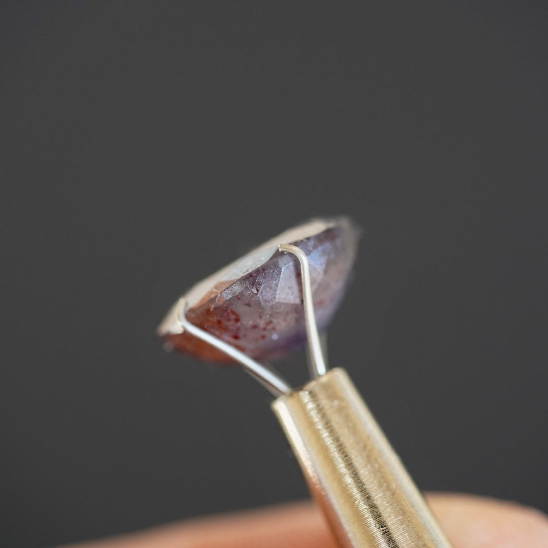 Rainbow Confetti Bloodshot Iolite Faceted Oval (Pavilion Back) (A4) 12.8x9.4mm