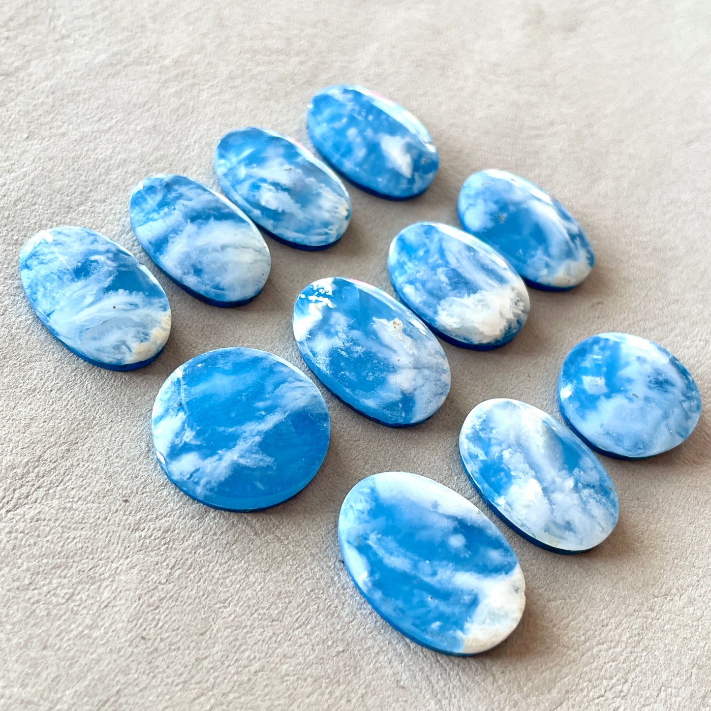 White/Blue Plume Agate Doublet Cabochon Smooth - Choose your Stone (W7)