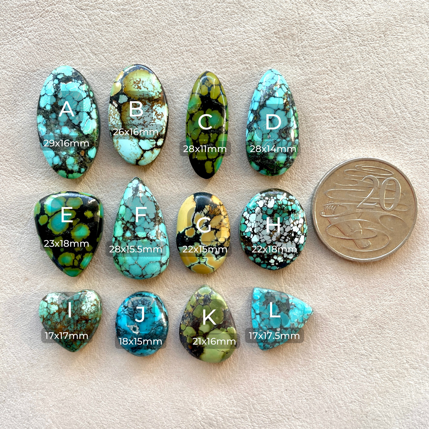 17-29mm Hubei Turquoise Cabochon Smooth (Backed) - Choose your Stone (W6)