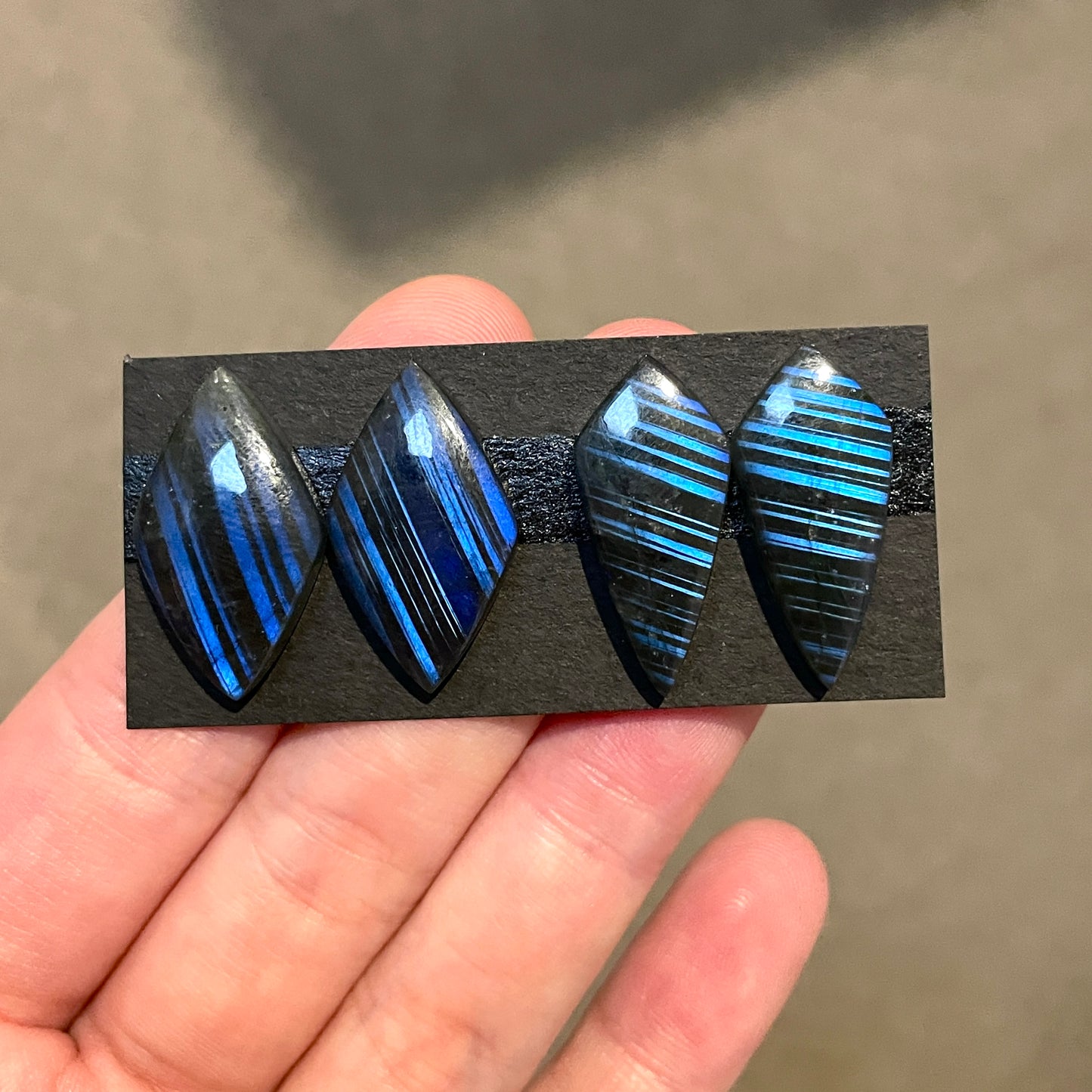 Blue Labradorite Cabochon Pairs (Unique Stripe Flash) - Choose your Pair (W8)