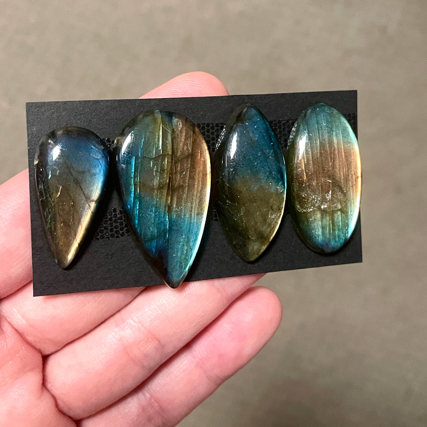 27-36mm Sunset (Blue & Yellow) Labradorite Cabochon Smooth - Choose your Stone (W8)