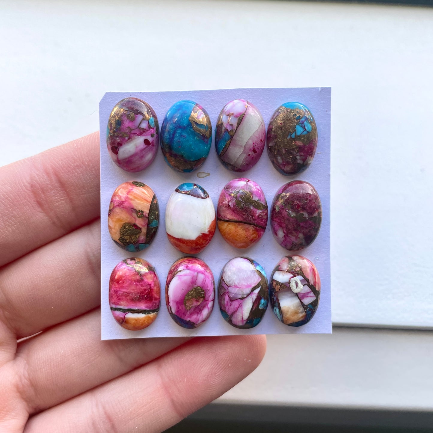 14x10mm Pink Spiny Oyster Copper Turquoise Oval Cabochon Smooth - Choose your Stone (W5)