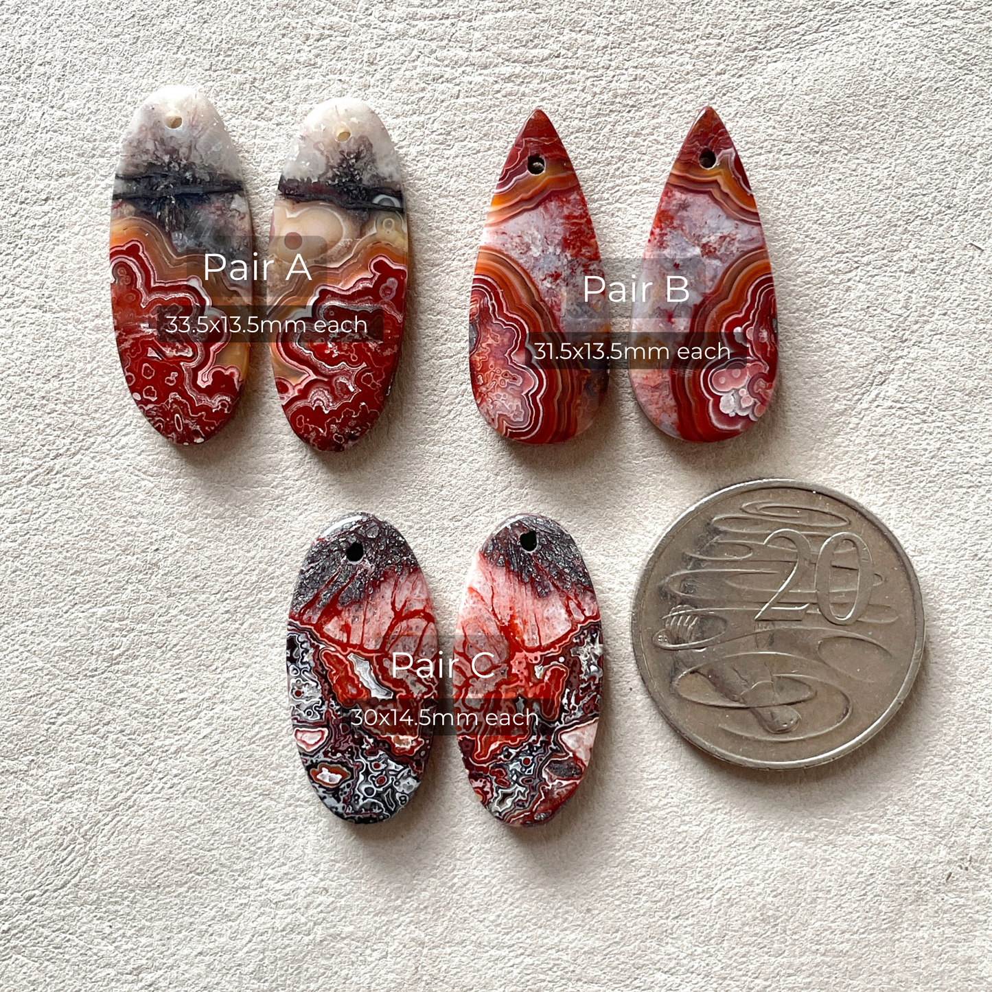 DRILLED Mexican Crazy Lace Agate Cabochon Pairs - Choose your Pair (W9)