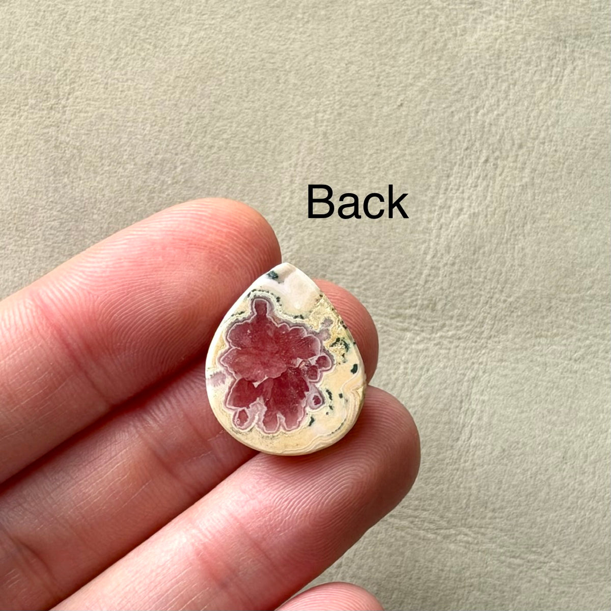 ‘Blushing Blossom' Rhodochrosite Teardrop Cabochon - 20mm x 16.5mm (W3)