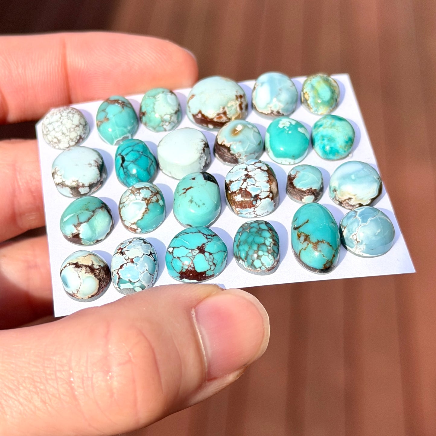 Gobi Desert Turquoise Mini Cabochon Smooth (Backed) - Choose your Stone (W16-A)