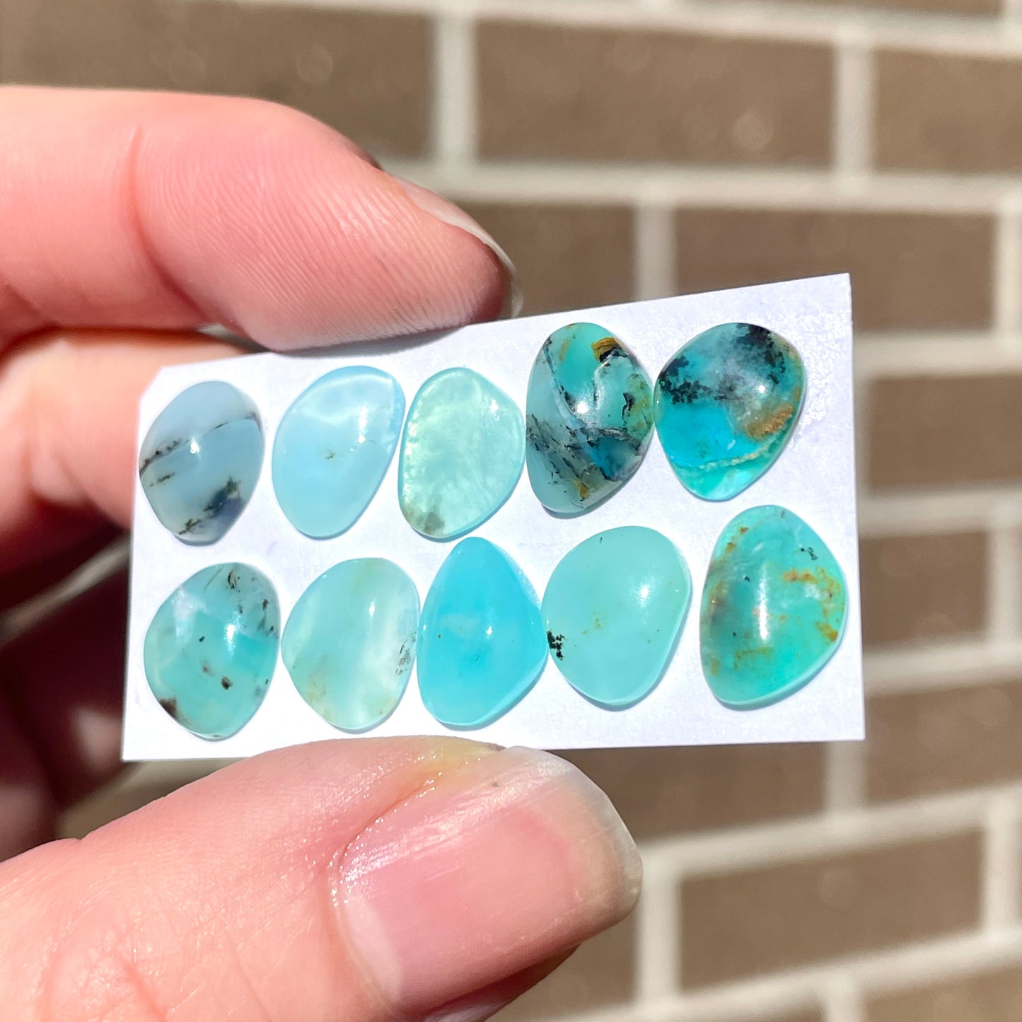 10-11mm Peruvian Blue Opal Cabochon Smooth - Choose your Stone (W9)