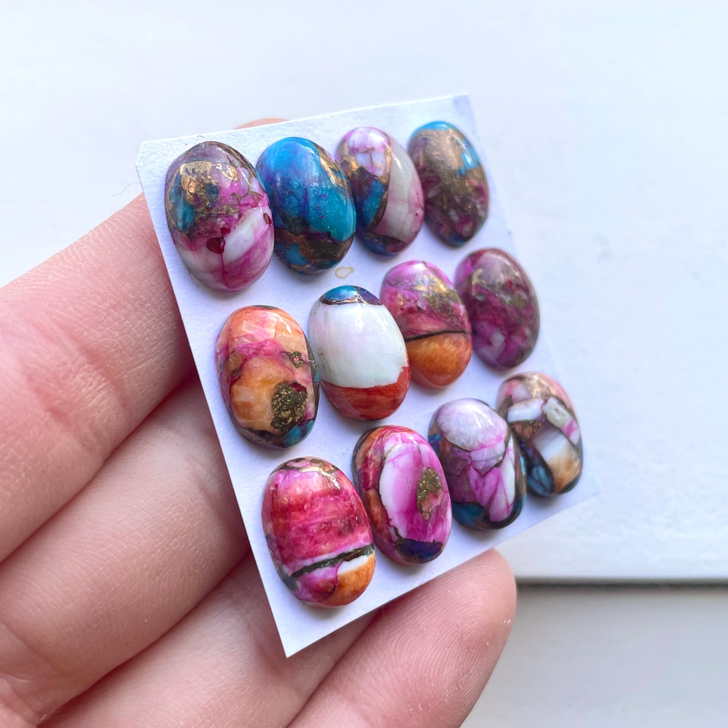 14x10mm Pink Spiny Oyster Copper Turquoise Oval Cabochon Smooth - Choose your Stone (W5)