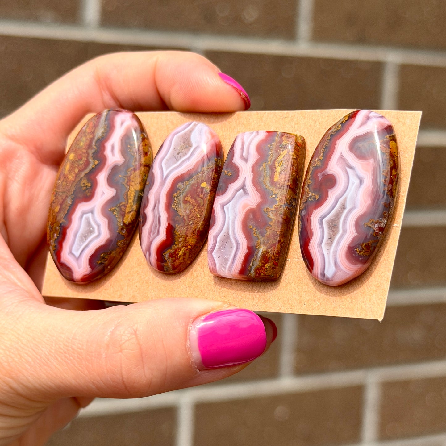 Moroccan Red Seam Agate Cabochon Smooth - Choose your Stone (W13)