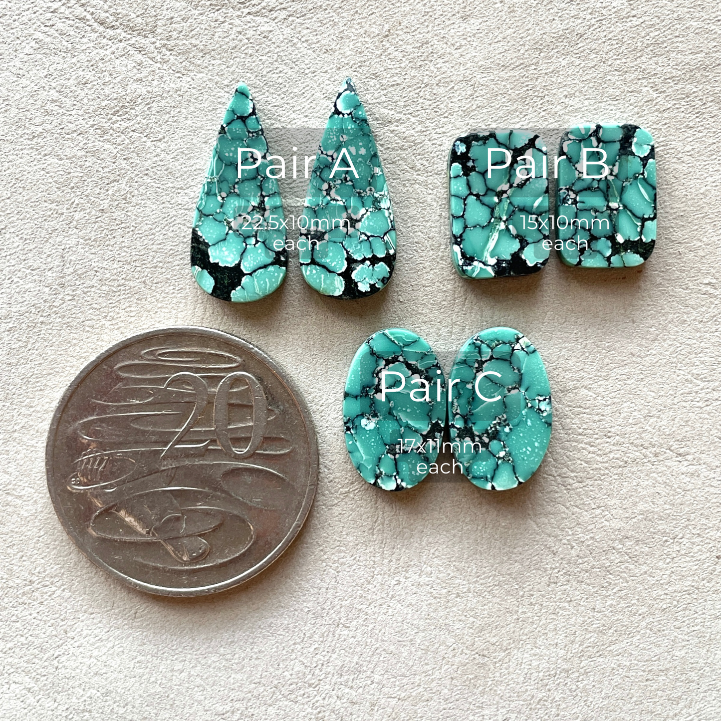 New Lander Variscite Cabochon Pairs - Choose your Pair (W8)