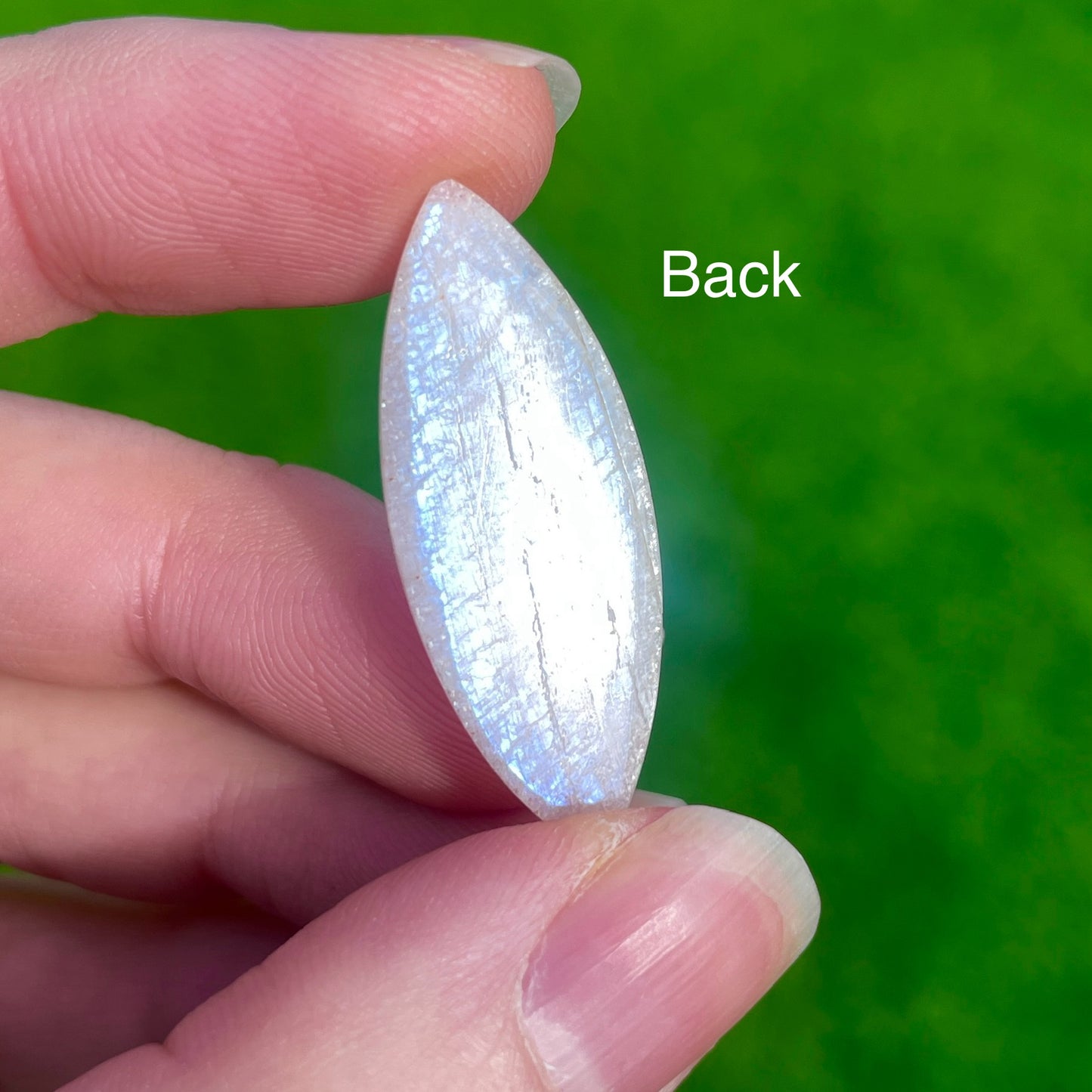 Belomorite Moonstone Flower Carved Marquise Cabochon - 33.5mm x 13mm - W5