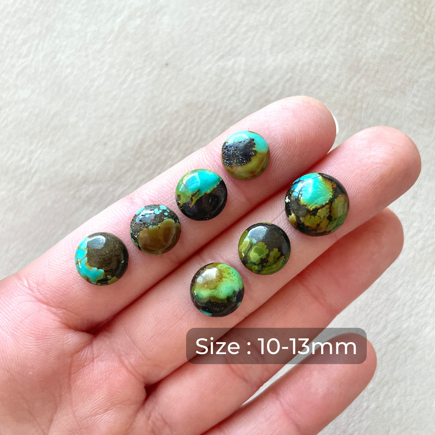 Tibetan Turquoise Round Cabochons Smooth - 7pcs (FULL LOT)