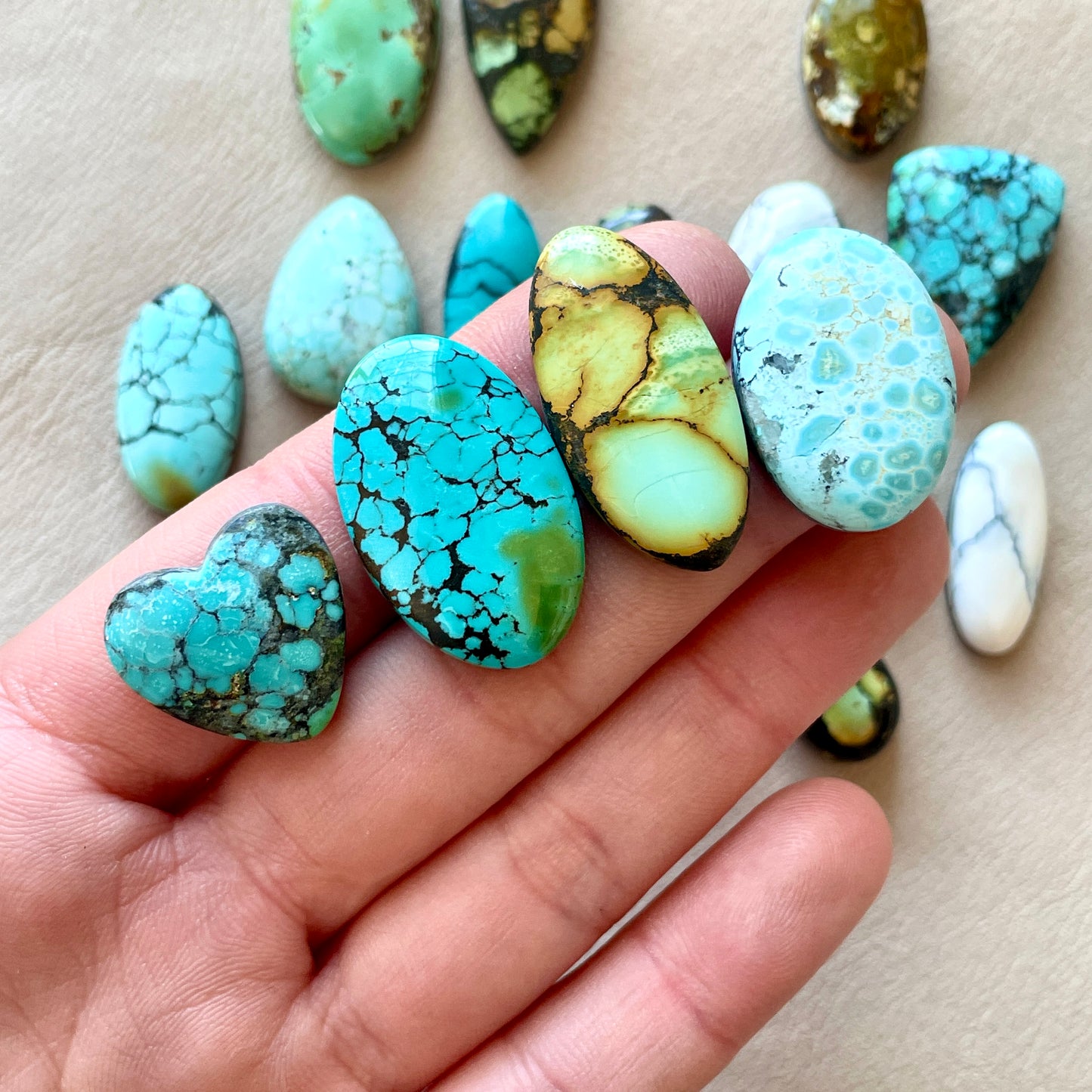 Hubei Turquoise Cabochon Smooth (Backed) - Choose your Stone (B) (W3)