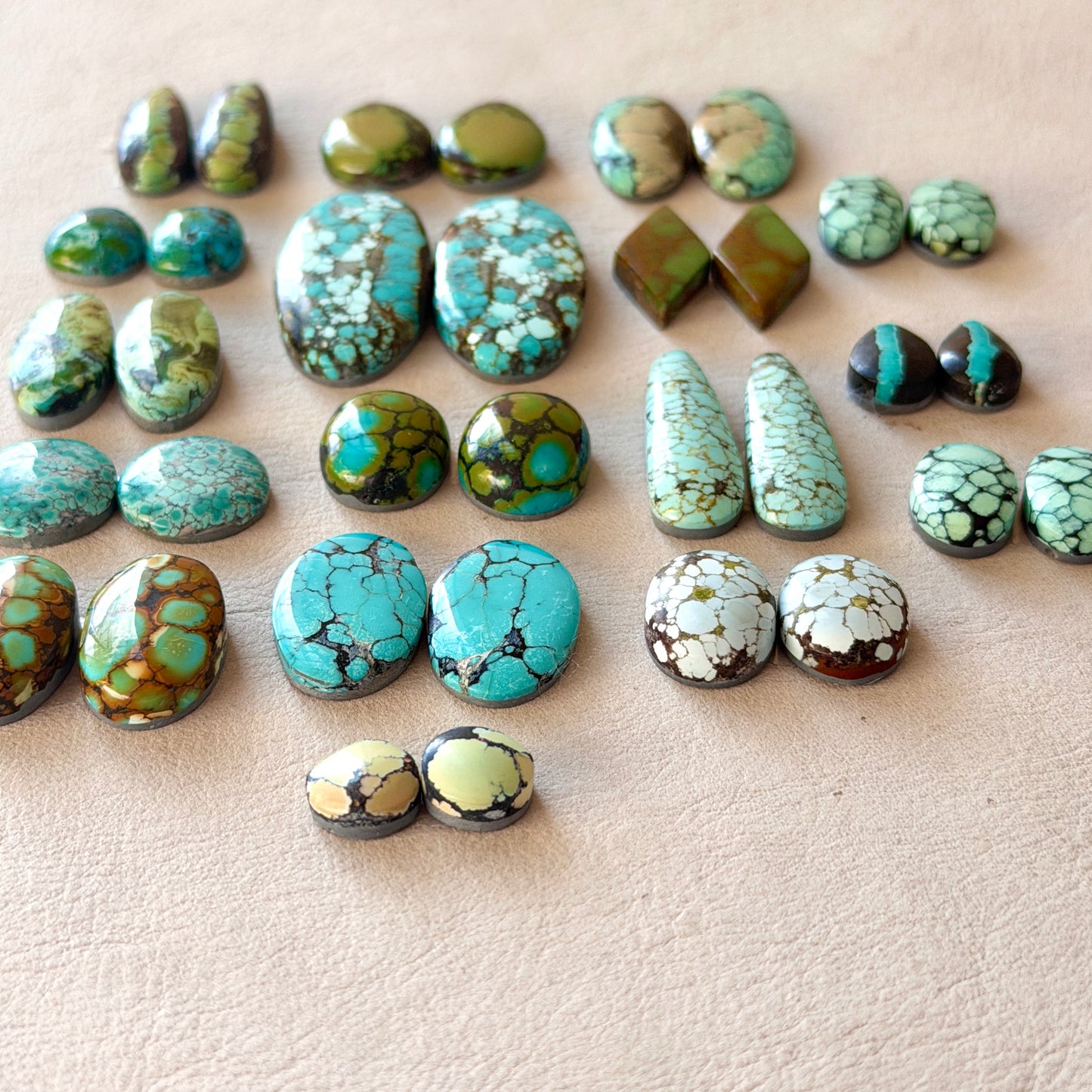 Hubei Turquoise (Backed) Cabochon Pairs - Choose your Pair (W5)