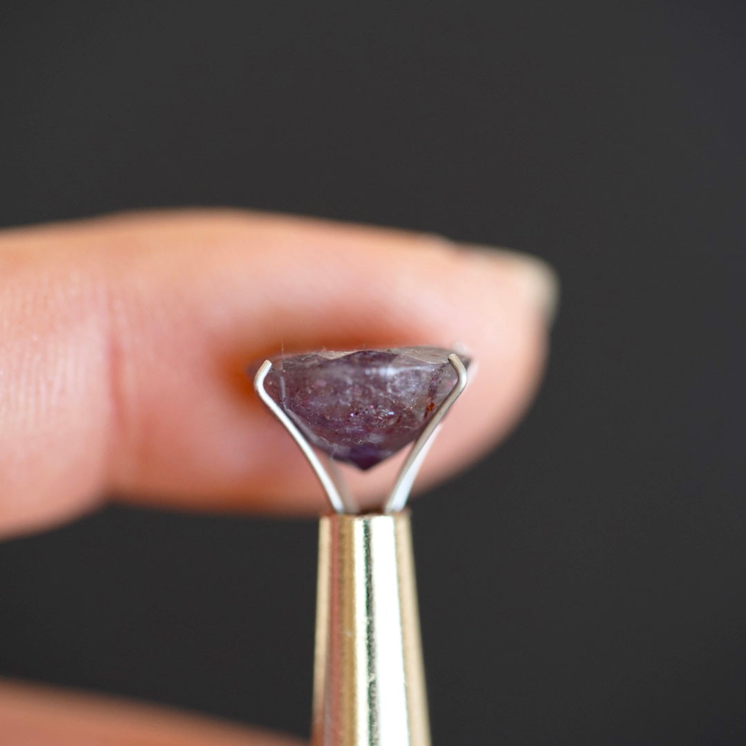 Rainbow Confetti Bloodshot Iolite Faceted Round (Pavilion Back) (A5) 12x12mm