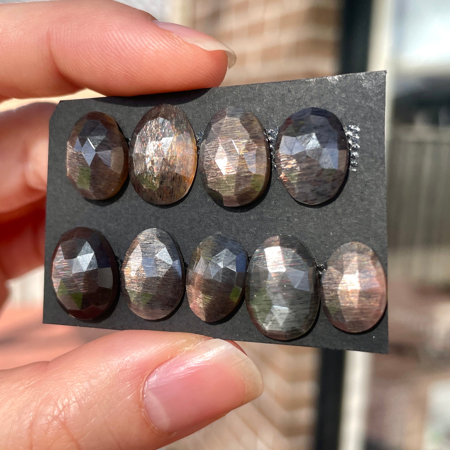 Rainbow Lattice Black Sunstone Cabochon Rose cut - Choose your Stone (W2)
