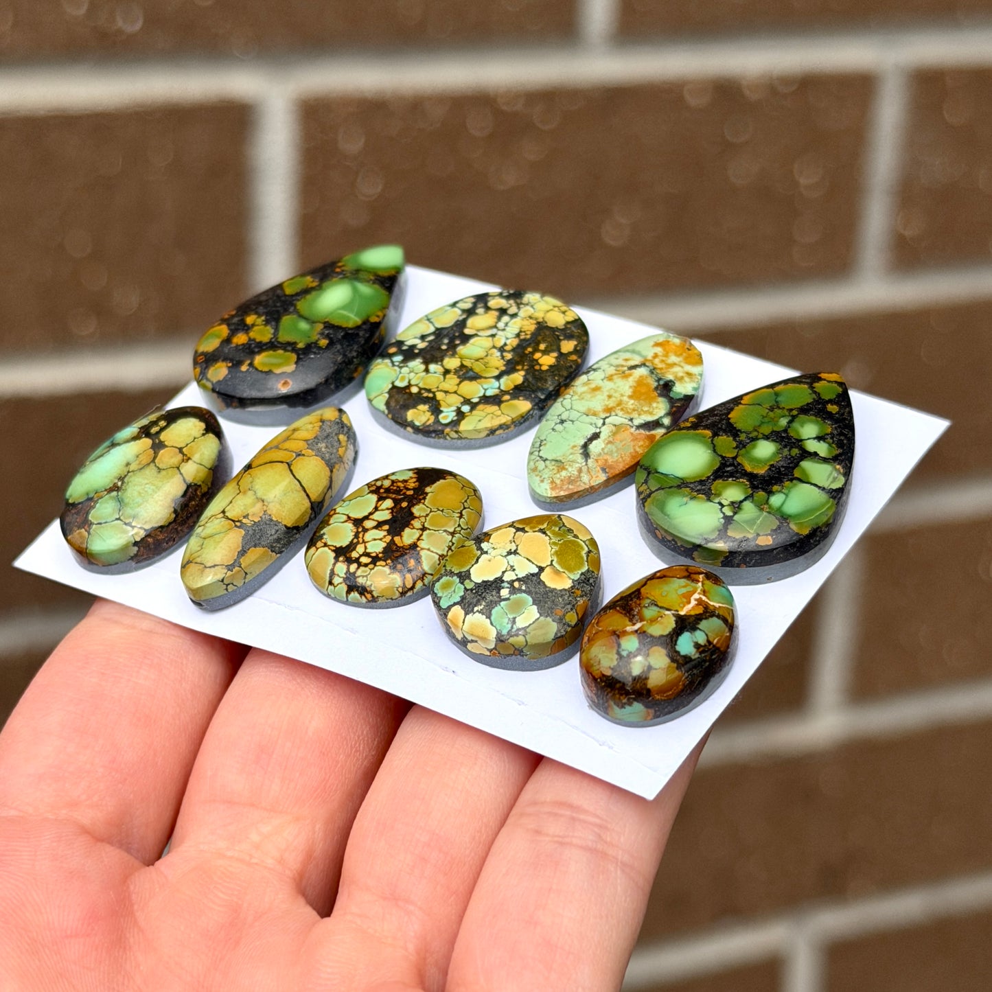 17-30mm Green Bamboo Mountain Hubei Turquoise Cabochon Smooth (Backed) - Choose your Stone (W13)
