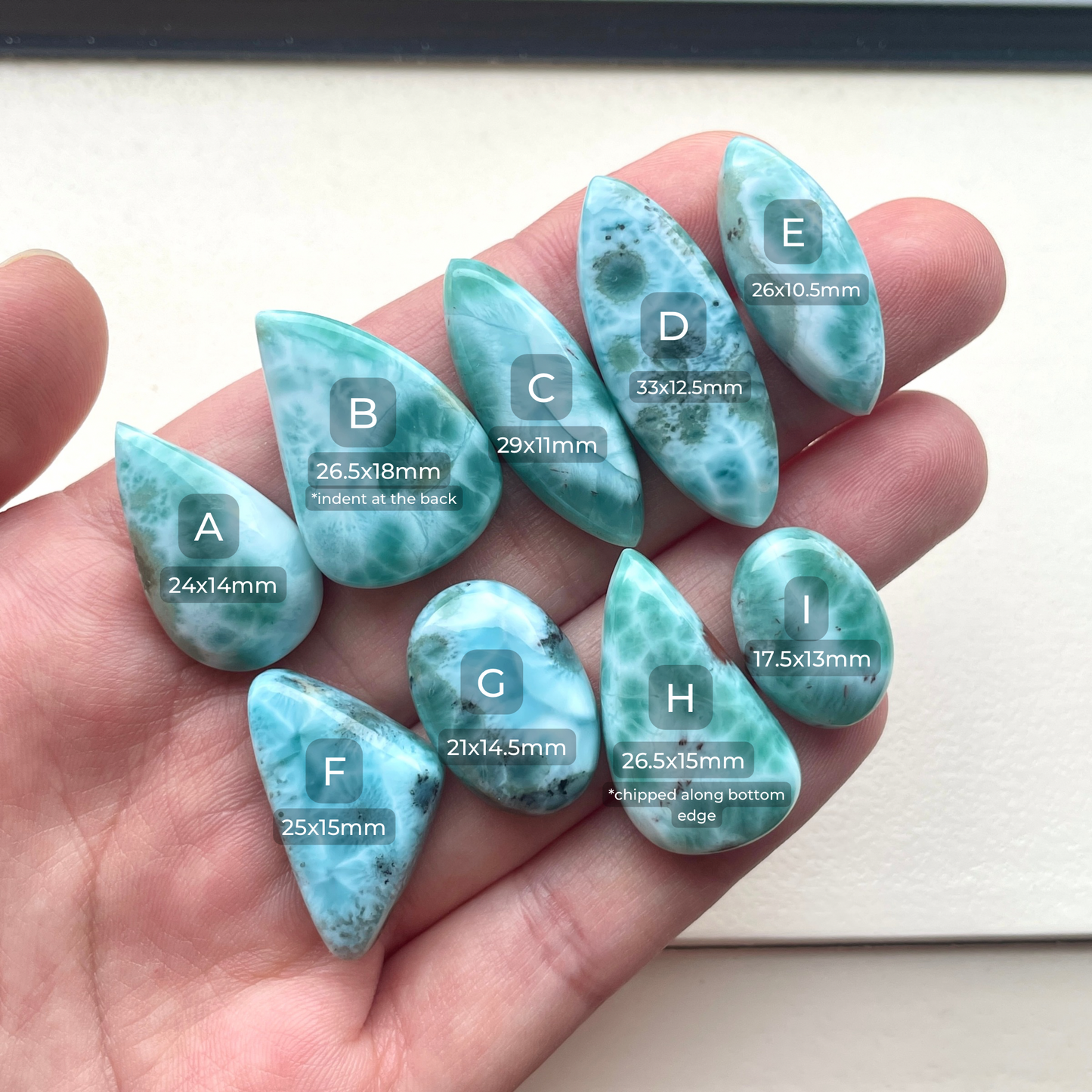 17-33mm Gemmy Blue Larimar Cabochon Smooth - Choose your Stone (W2)