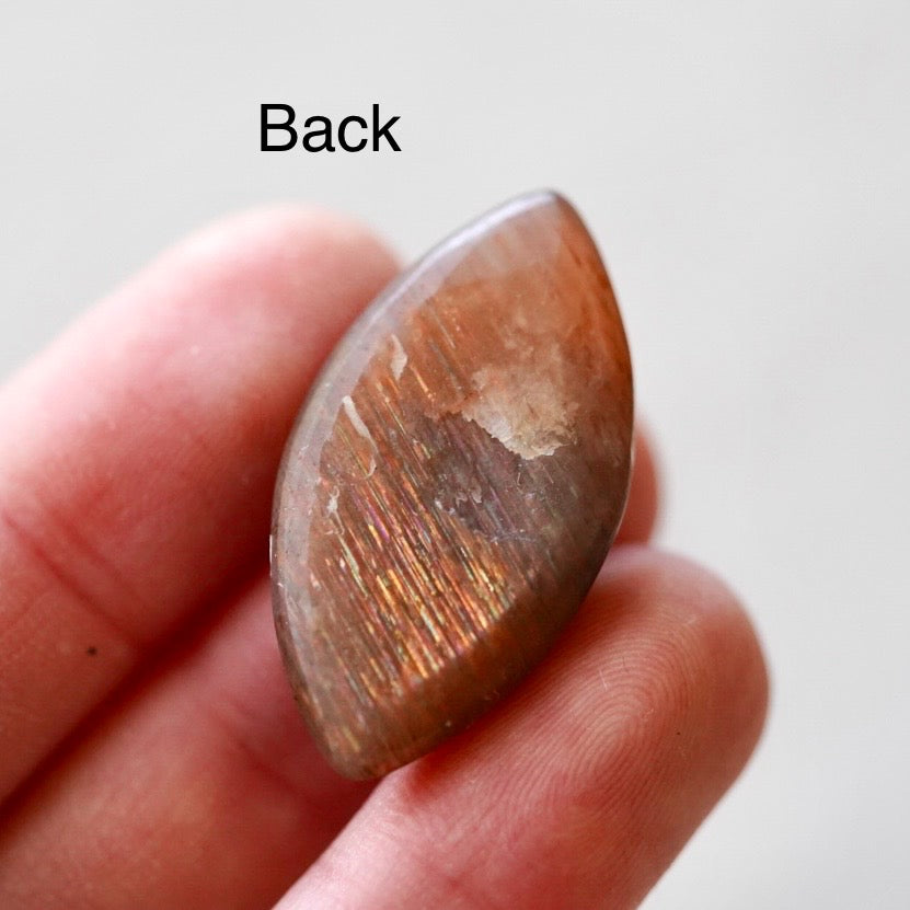 Rainbow 'Meteor Shower' Sunstone Cabochon - 32.5 x 17.5mm (A-W2)