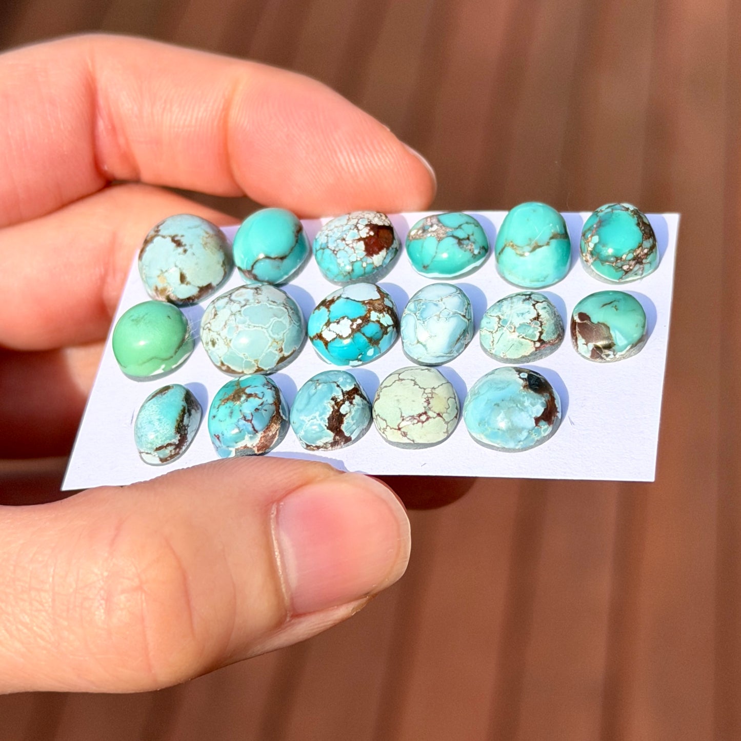 Gobi Desert Turquoise Mini Cabochon Smooth (Backed) - Choose your Stone (W16-B)