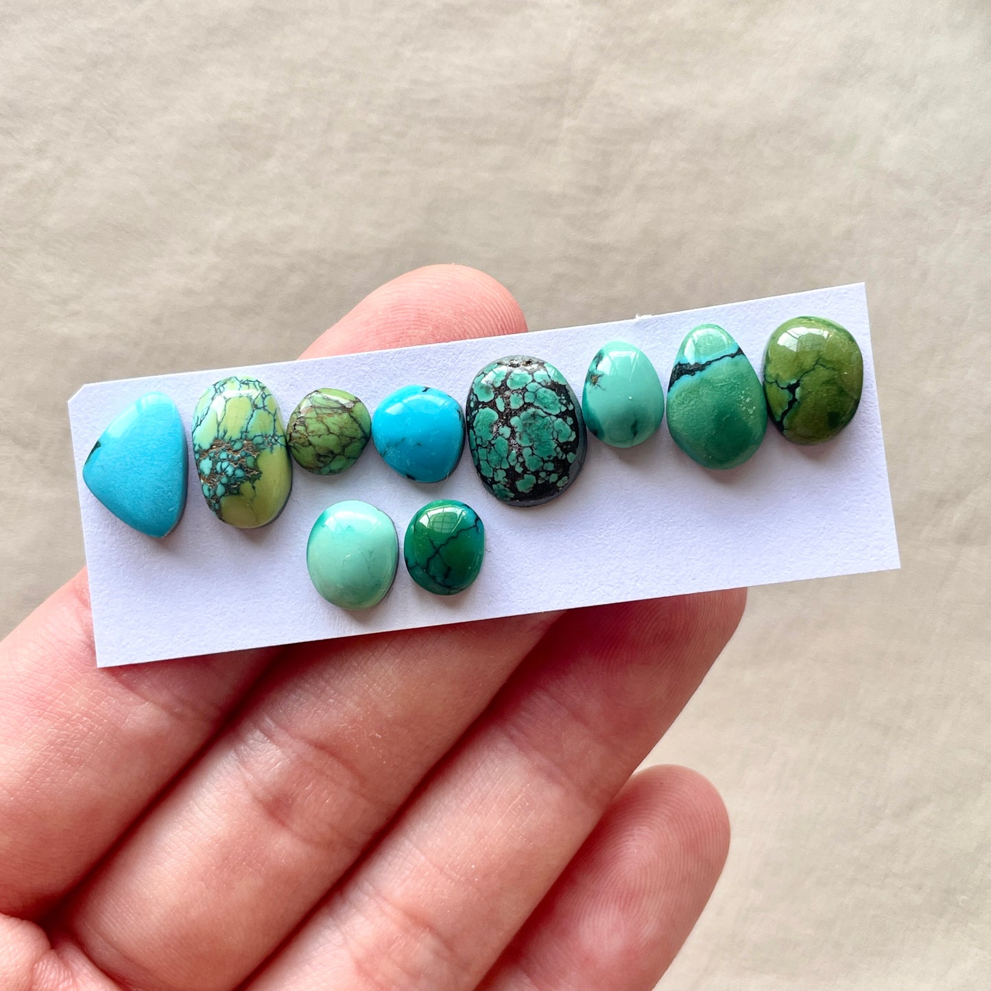 7-12mm Hubei Turquoise Cabochon Smooth (Backed) - Choose your Stone (W3)