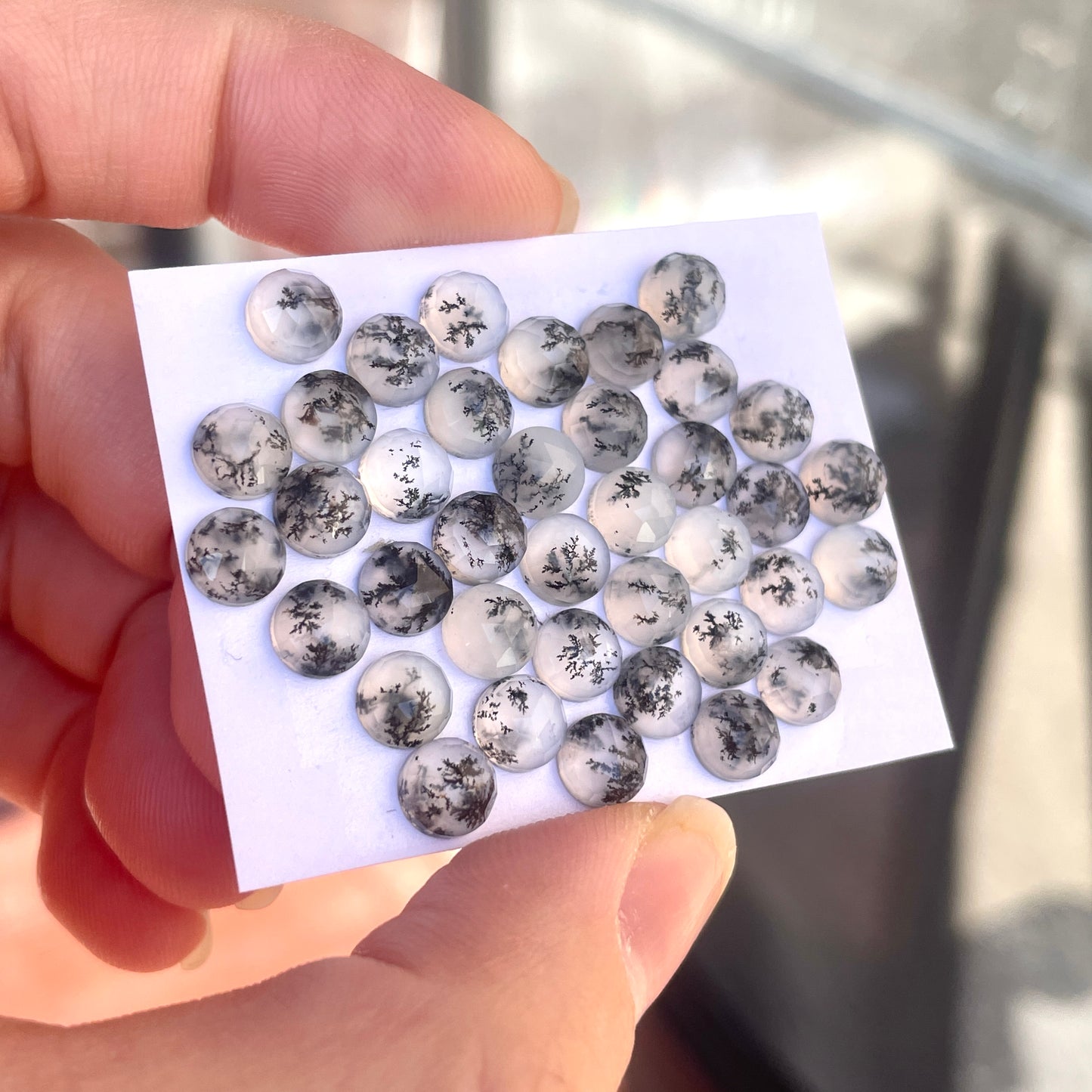 6mm Dendritic Opal Cabochons Rosecut Round - Set of 3 (E18)